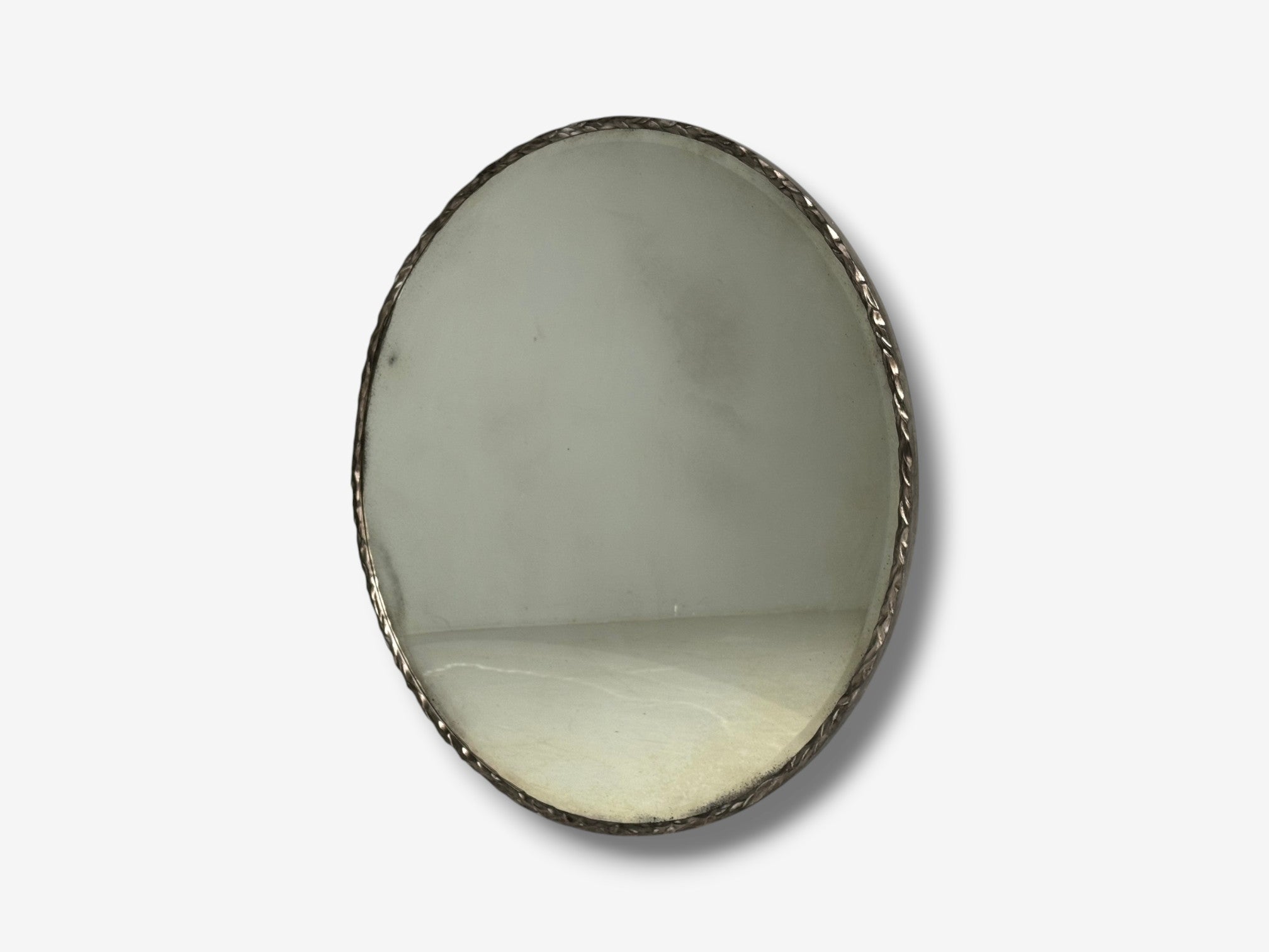 Brutalist, Circular Wall Mirrors, Hammered Metal, Distressed Glass, 21st c.