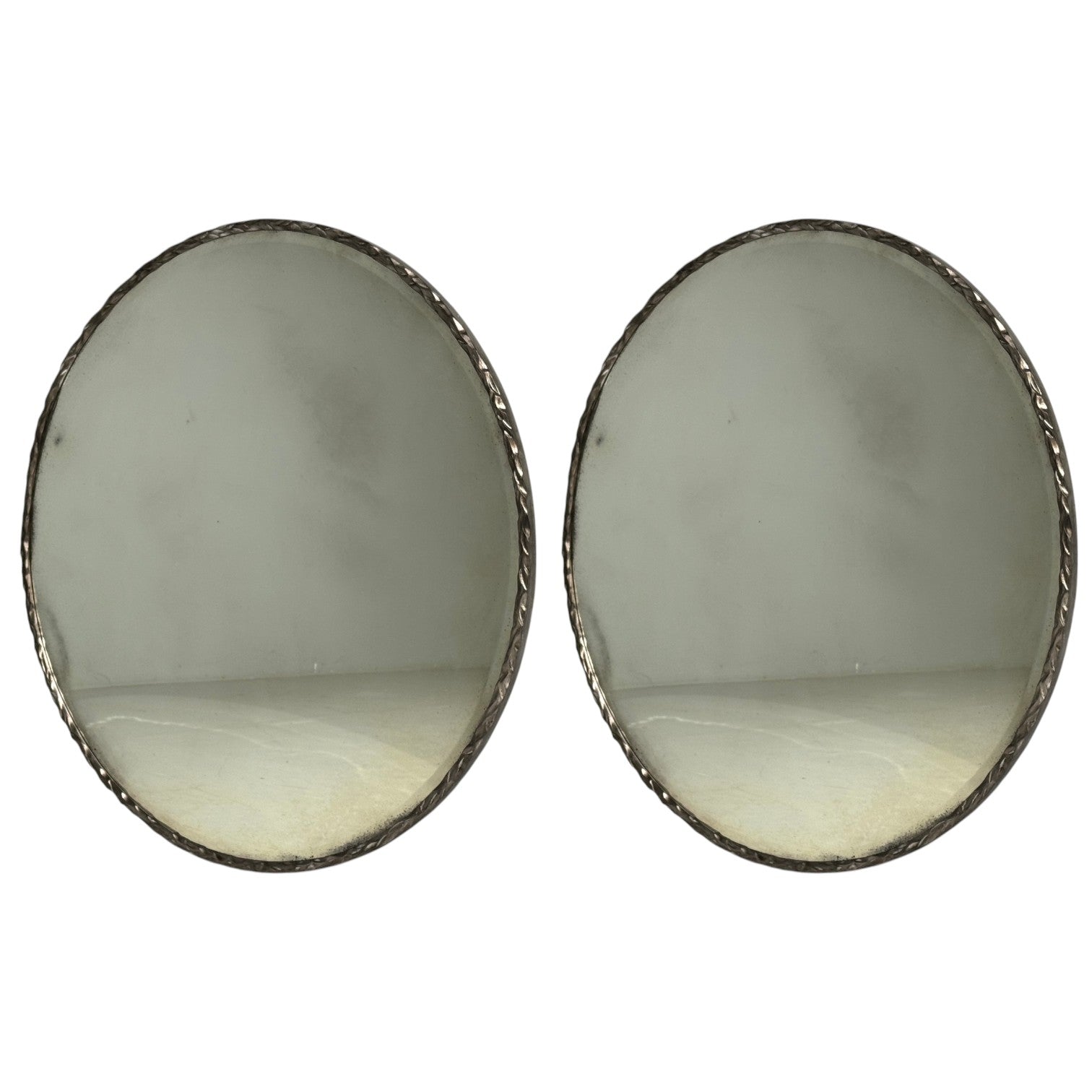 Brutalist, Circular Wall Mirrors, Hammered Metal, Distressed Glass, 21st c.