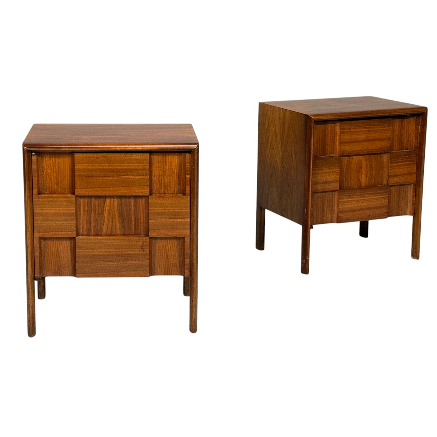 Edmond J. Spence, Sculptural Nightstands, Walnut, Sweden, 1950s