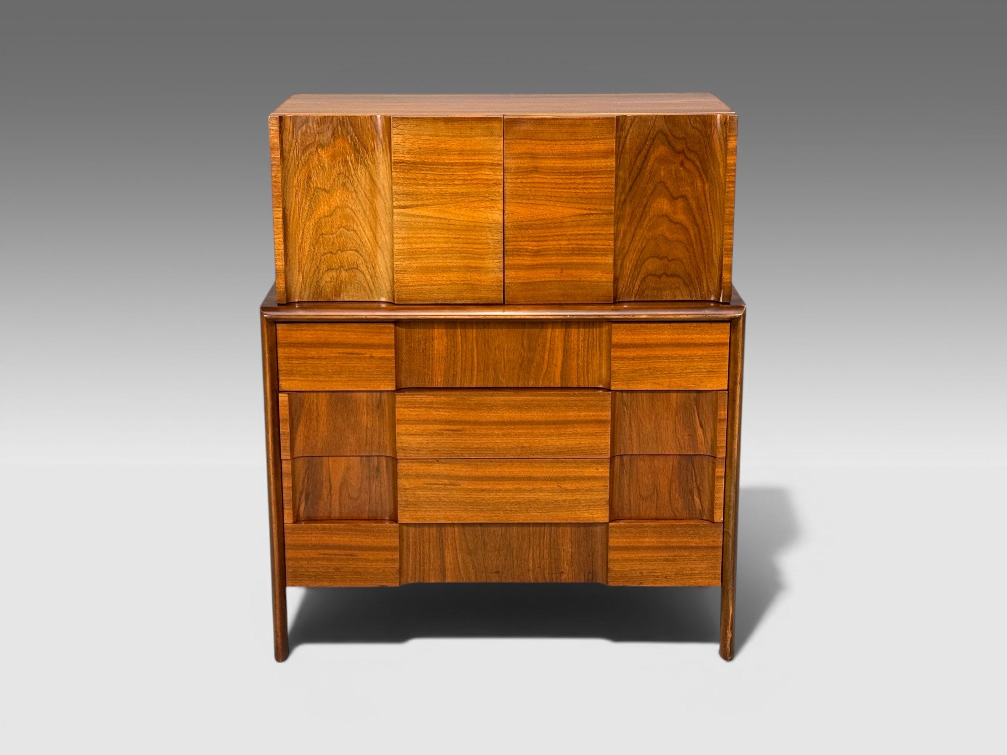 Edmond J. Spence, Sculptural Highboy, Walnut, Sweden, 1950s