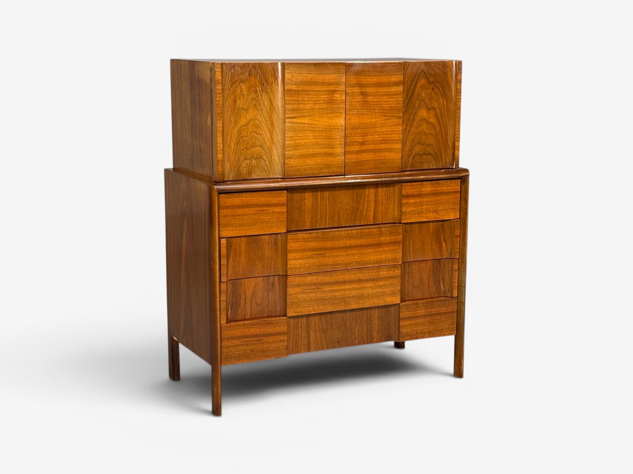 Edmond J. Spence, Sculptural Highboy, Walnut, Sweden, 1950s