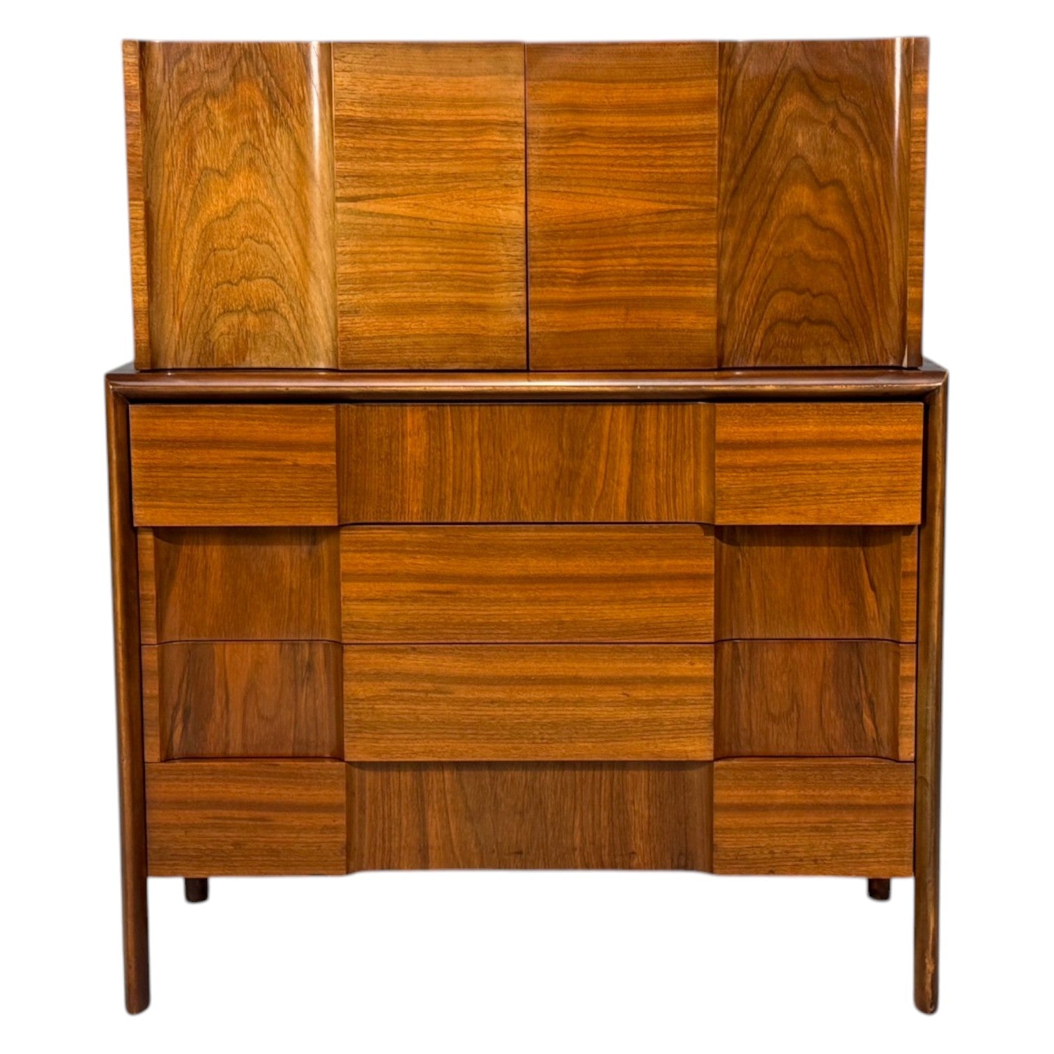 Edmond J. Spence, Sculptural Highboy, Walnut, Sweden, 1950s