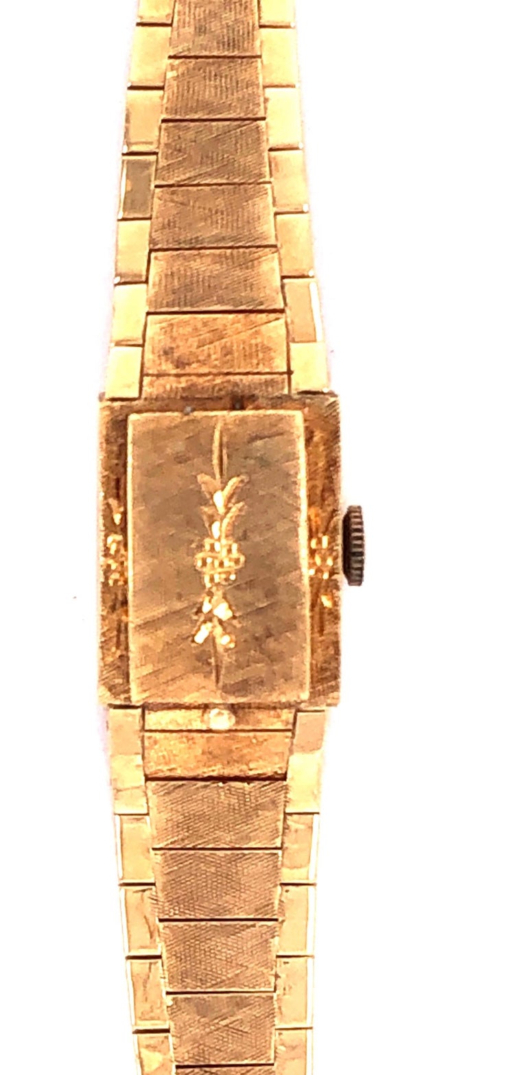 Mid Century Modern Eloga Ladies 14 Karat Yellow Gold Bracelet Wrist Watch