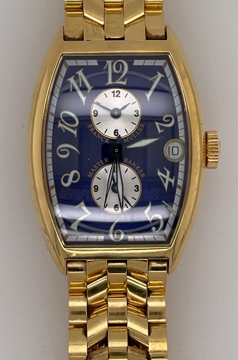 Franck Muller Master Banker 18K Gold Blue Dial Men’s Automatic Watch 5850 MB