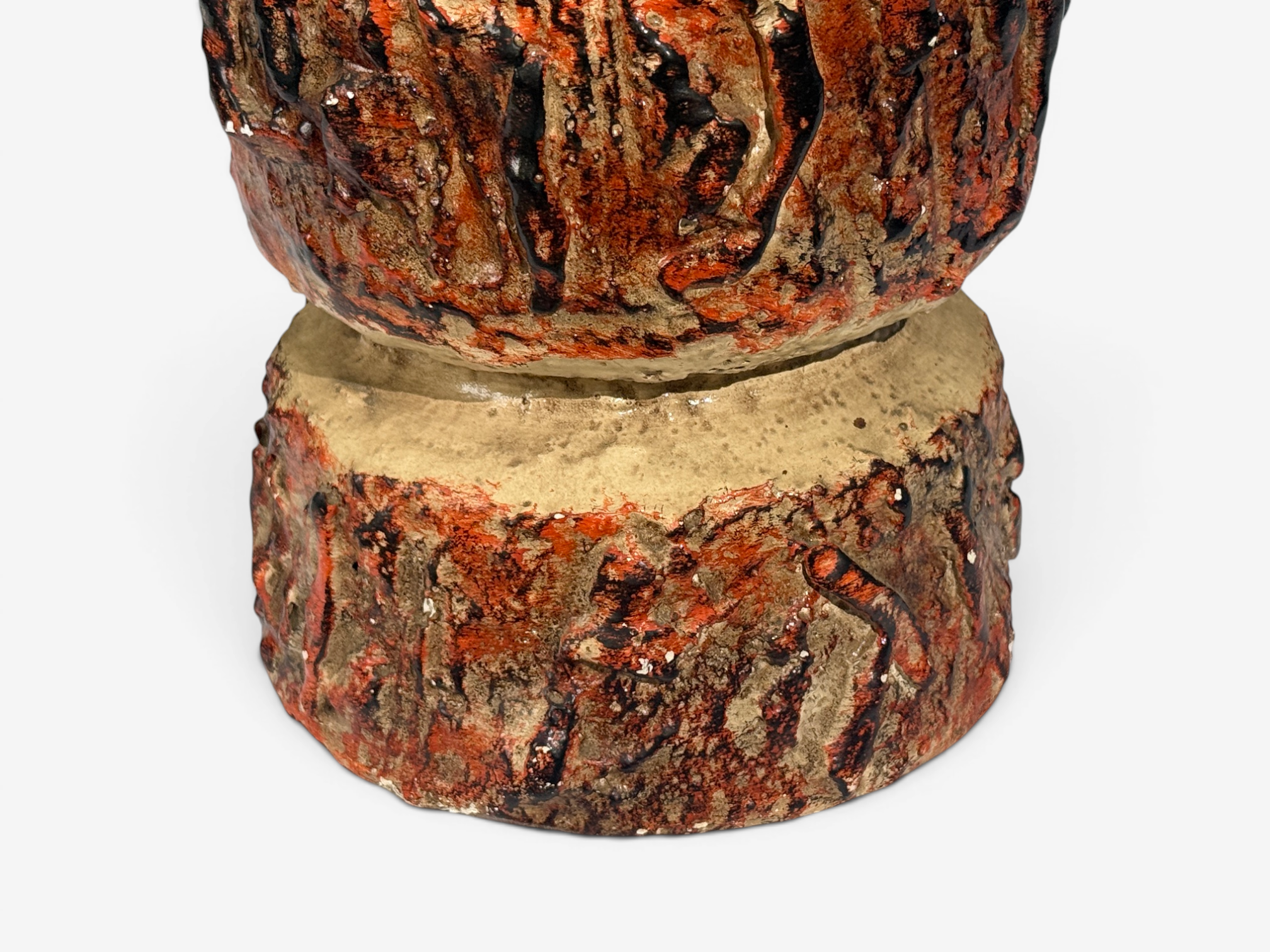 Bernard Rooke, Brutalist Table Lamps, Beige Textured Ceramic, England, 1970s