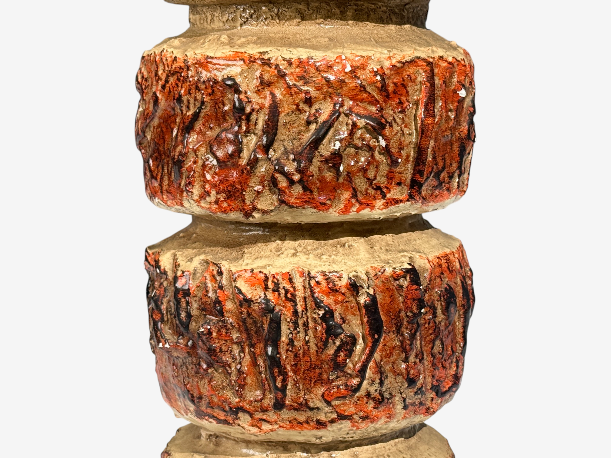Bernard Rooke, Brutalist Table Lamps, Beige Textured Ceramic, England, 1970s