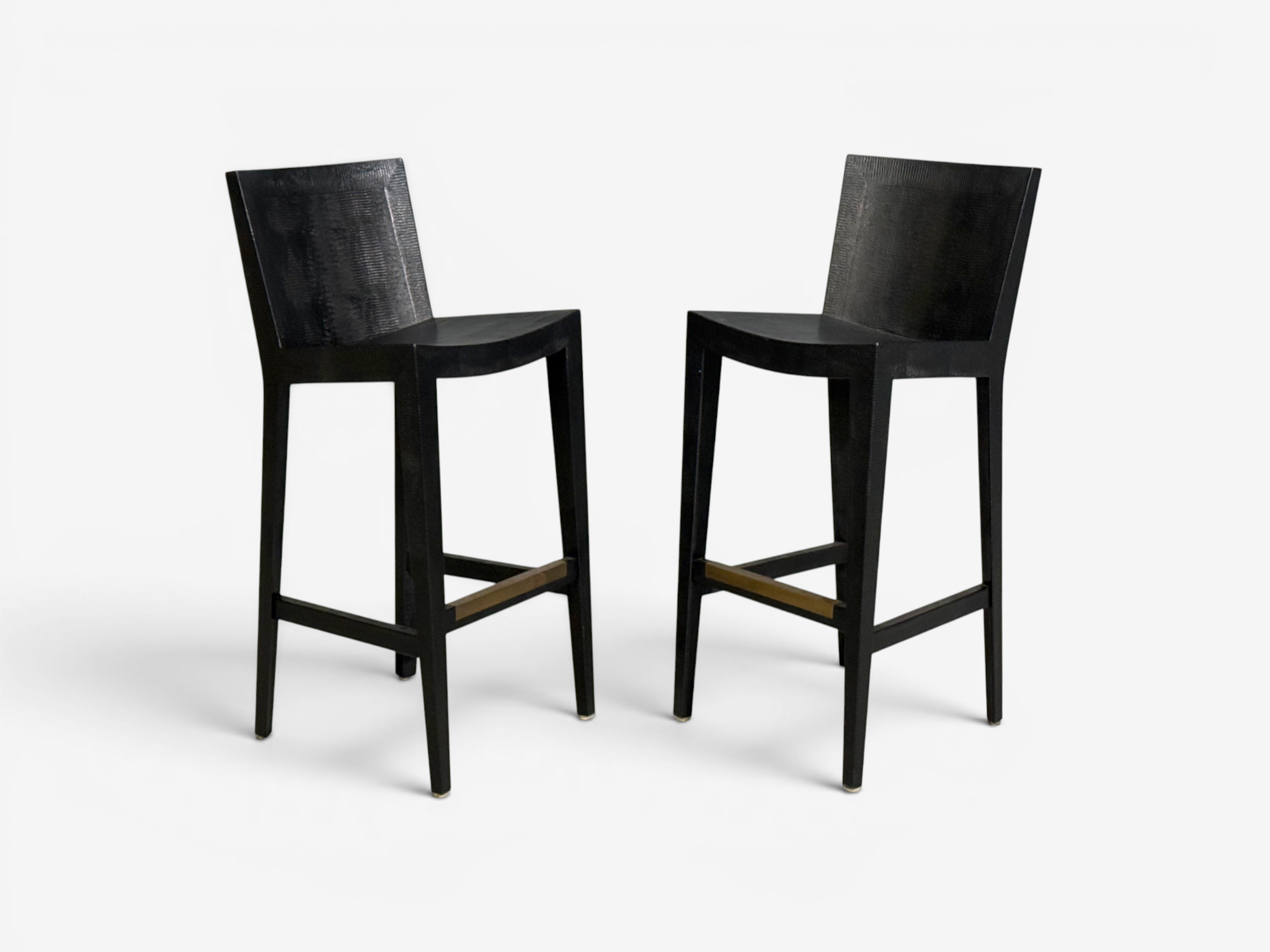Karl Springer, JMF Barstools, Embossed Lizard Leather, Brass, USA, 1986