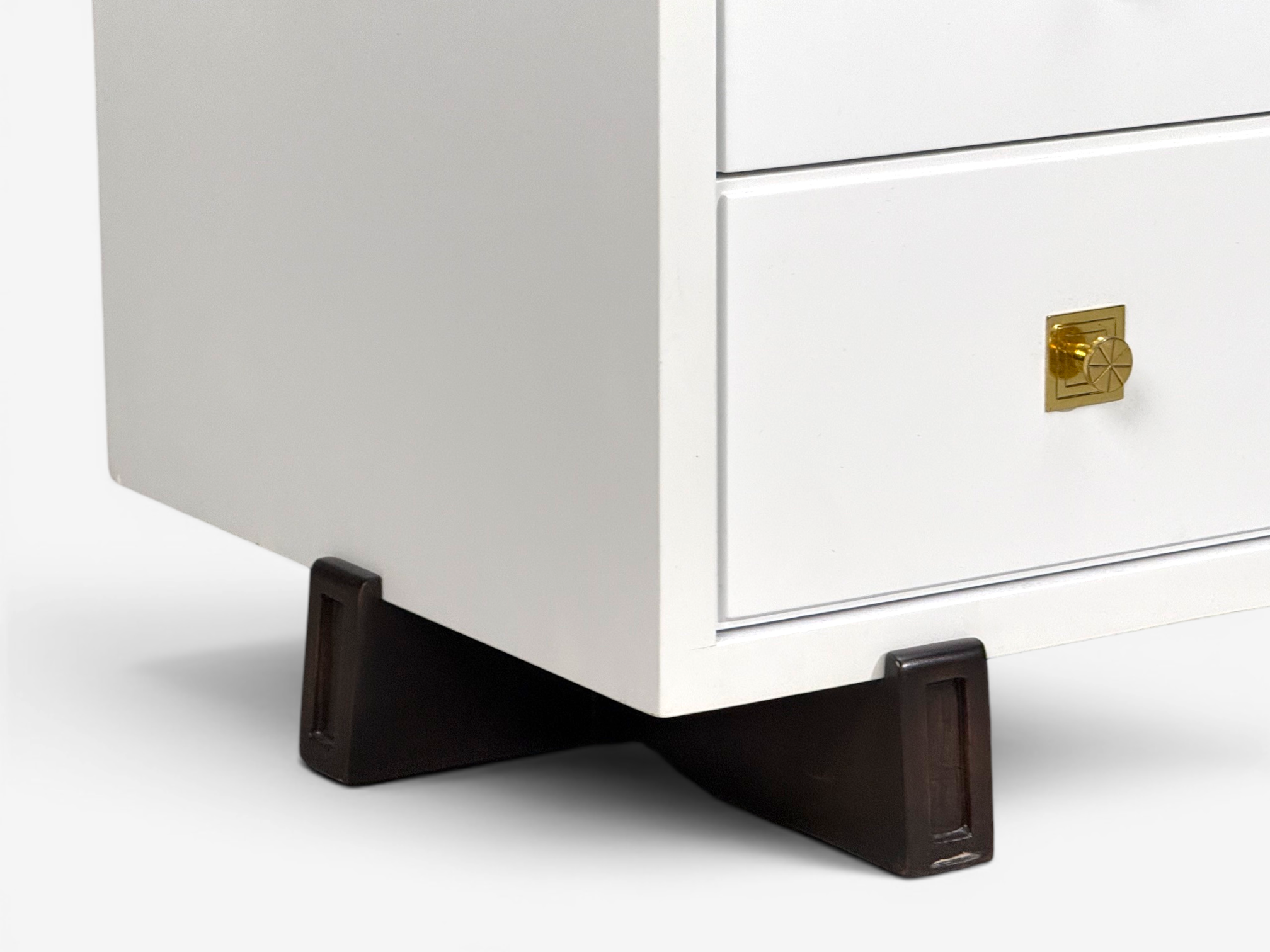 Tommi Parzinger, Double Commode, White Lacquer, Brass, USA, 1950s