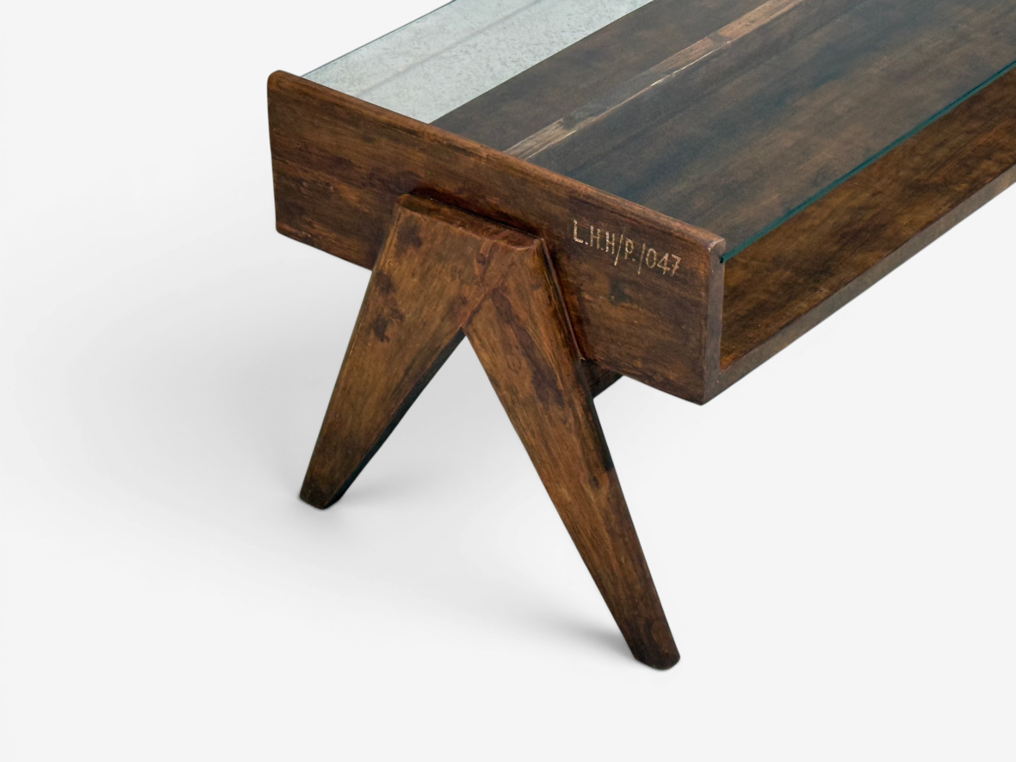 Pierre Jeanneret, Coffee Table, Teak, Glass, Chandigarh, India, 1960s