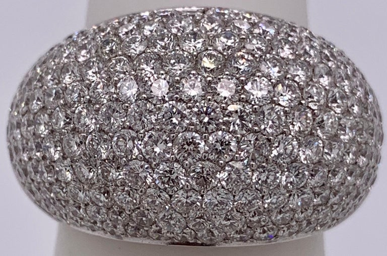 Unisex White Gold 18 Karat 10 Carat Diamond Cluster Ring 10.7 Grams