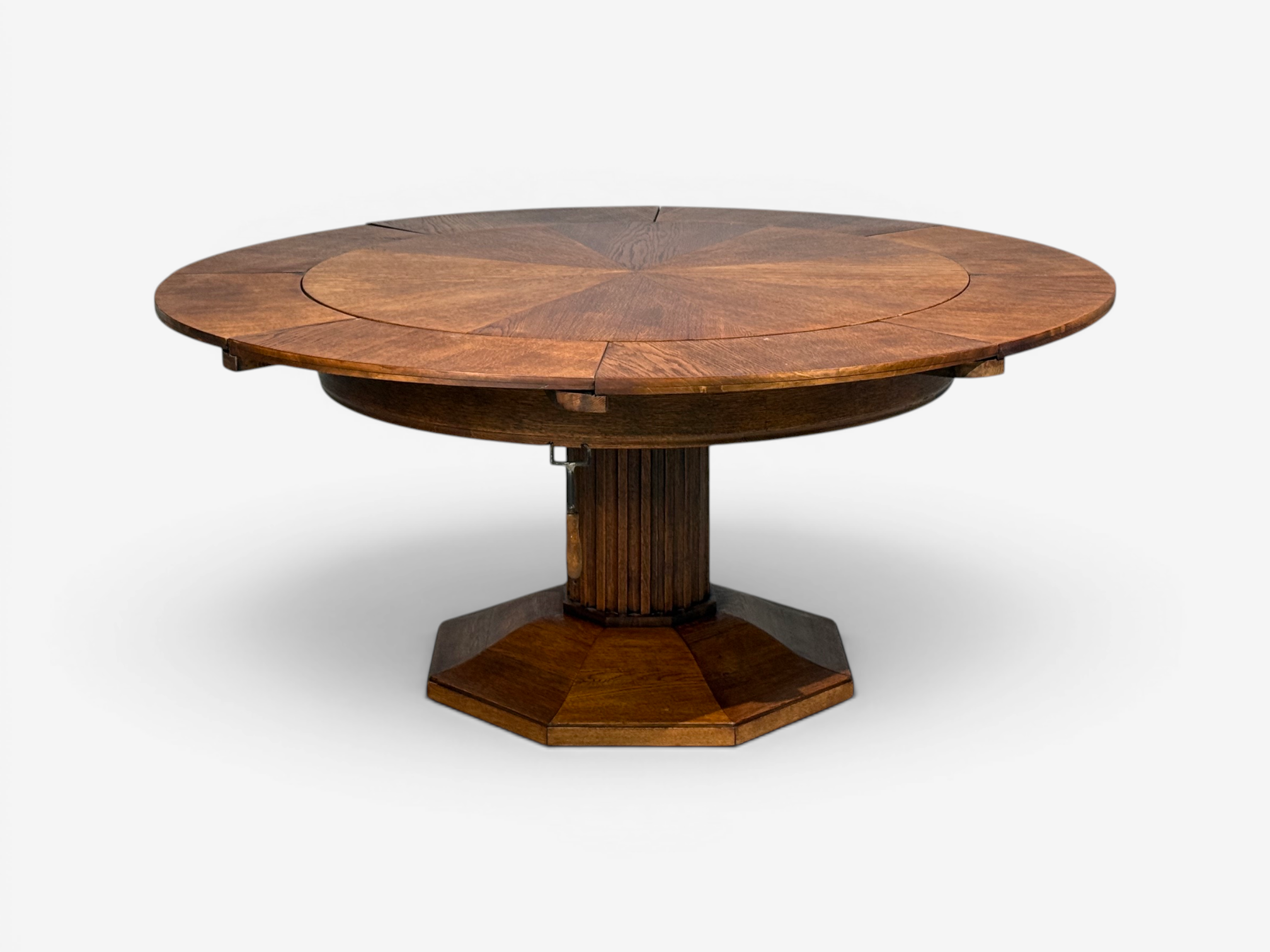 Josef Seiler, Rare Expanding Dining Table, Oak, Germany, 1920s