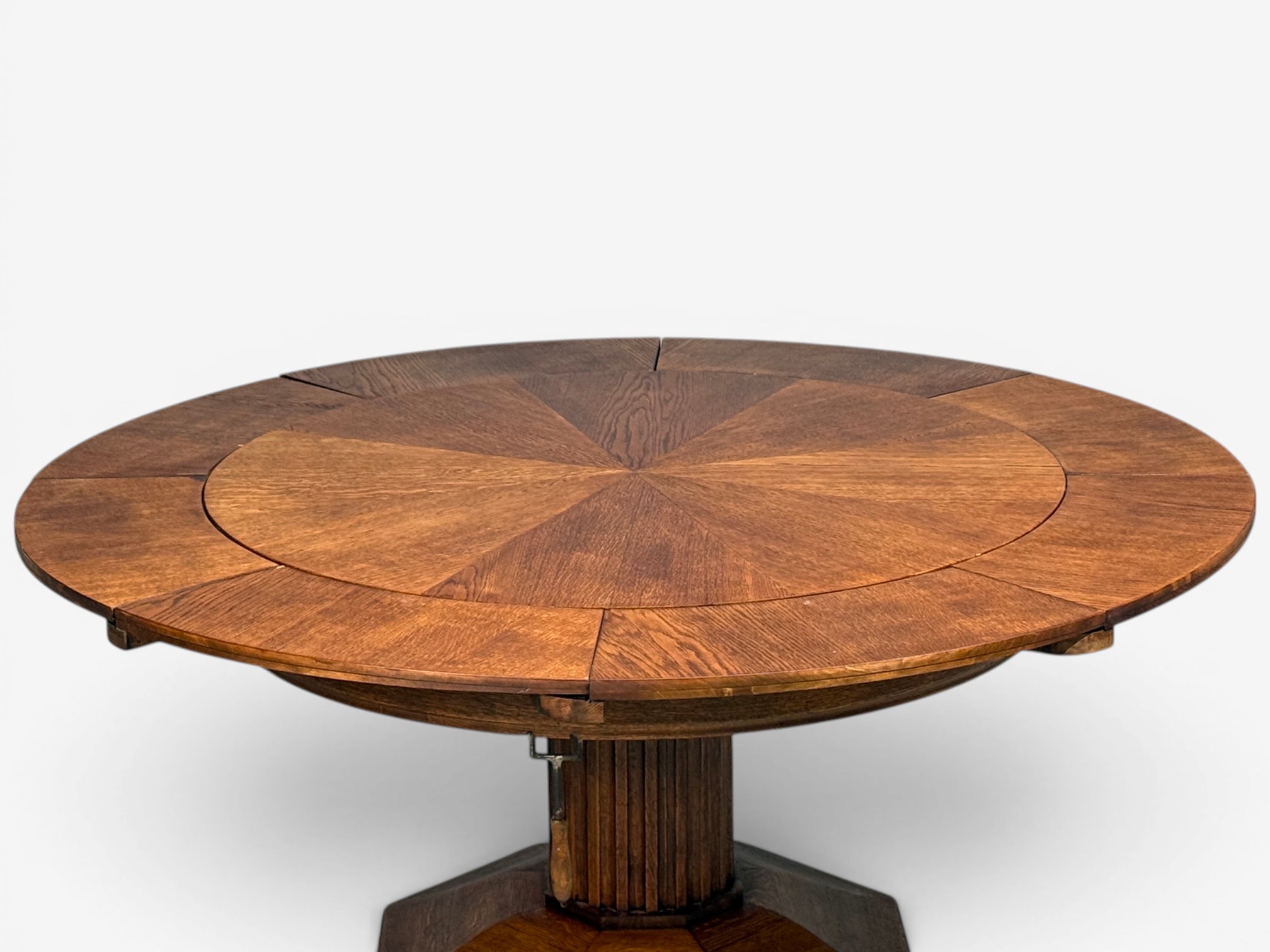 Josef Seiler, Rare Expanding Dining Table, Oak, Germany, 1920s