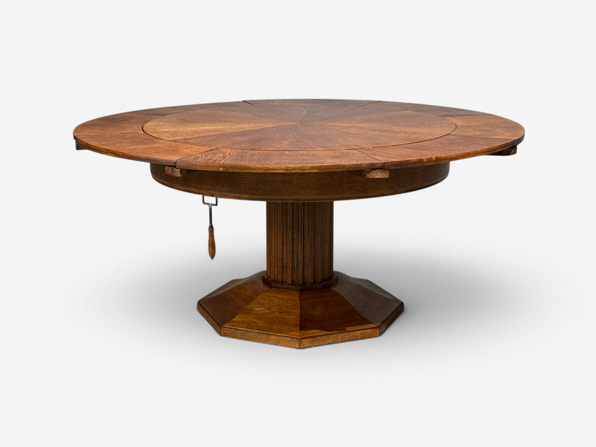 Josef Seiler, Rare Expanding Dining Table, Oak, Germany, 1920s