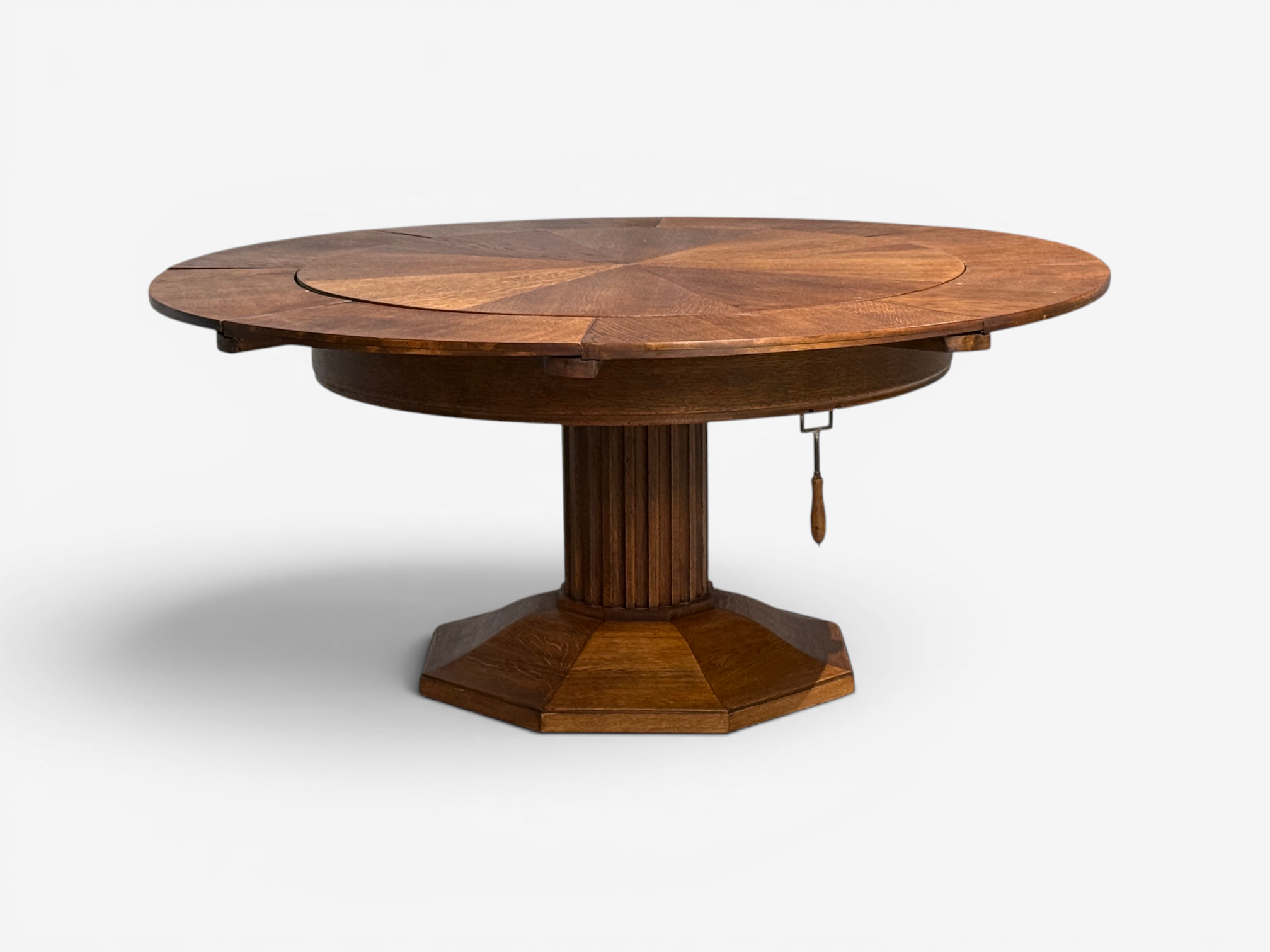 Josef Seiler, Rare Expanding Dining Table, Oak, Germany, 1920s