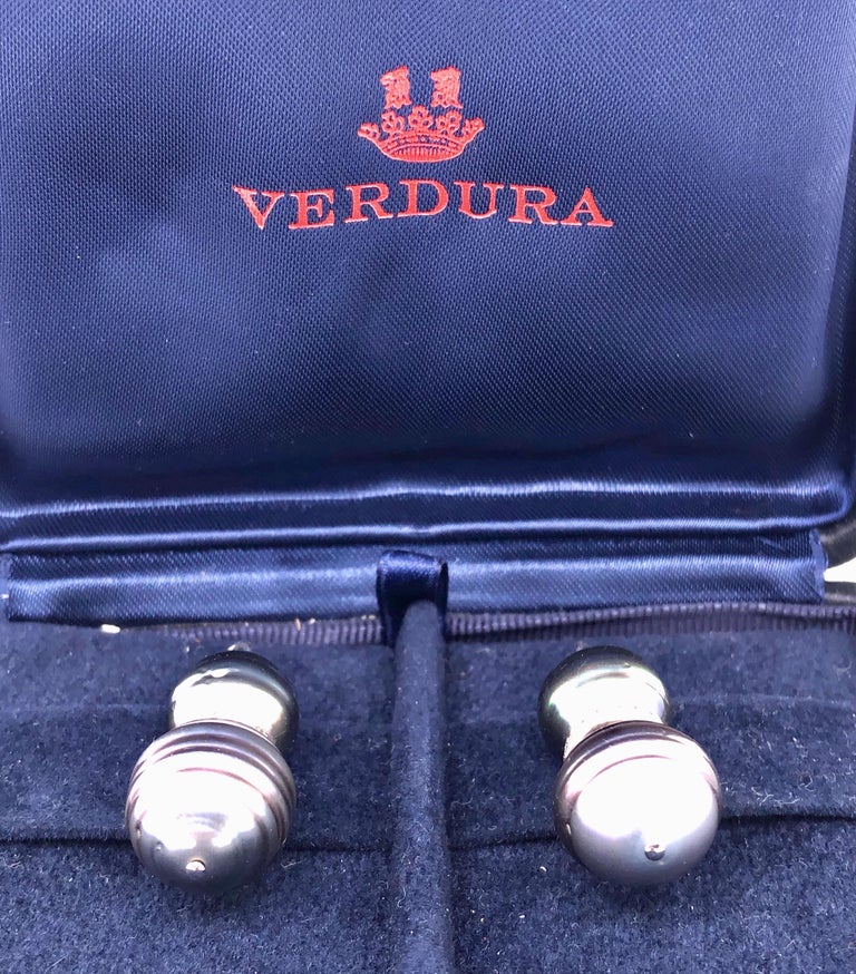 Double Black Baroque Pearl and Pave Diamond Drop Earrings