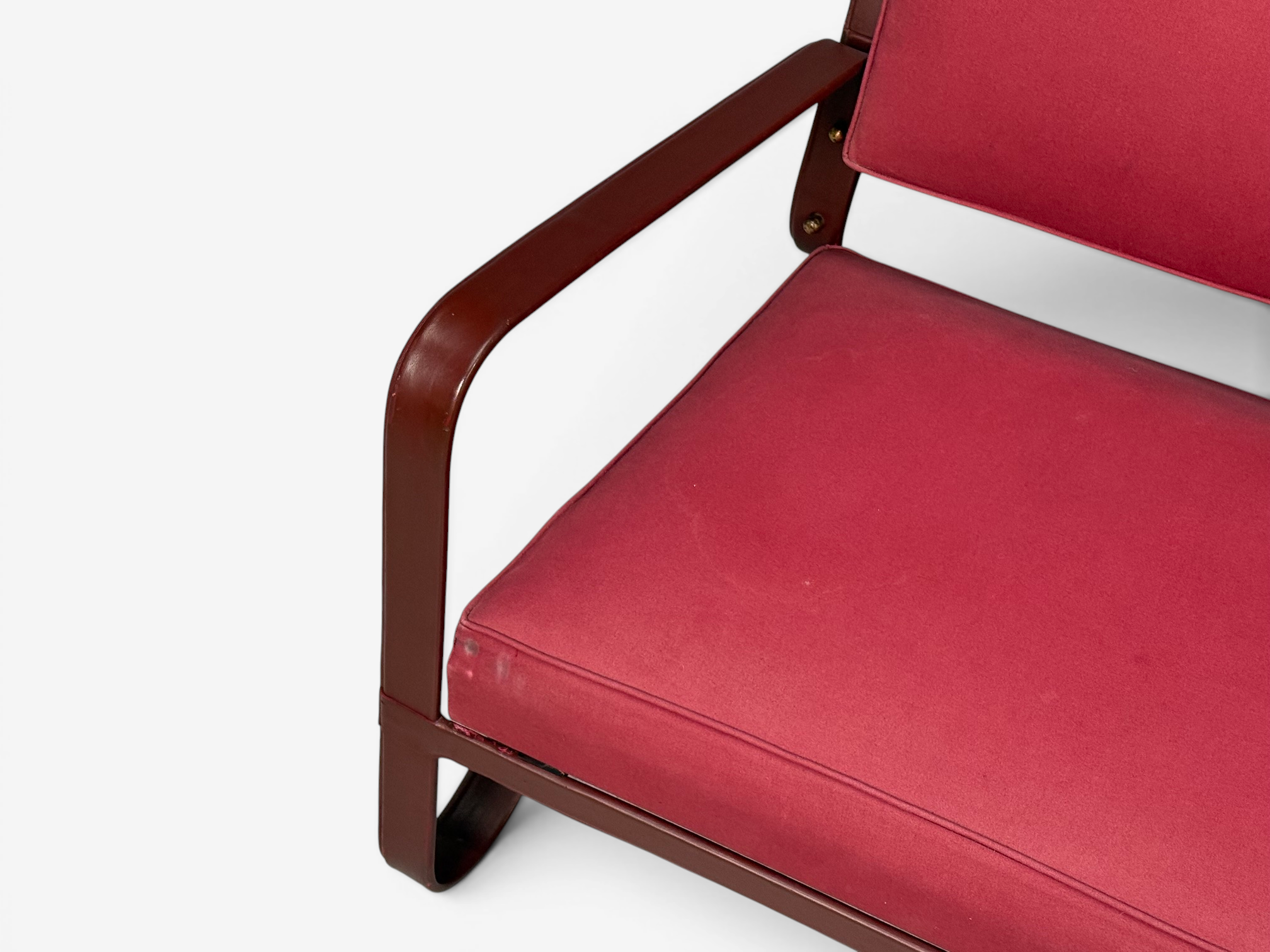 Jacques Adnet, Rare Two Seater Sofas, Leather, Steel, France, 1950s