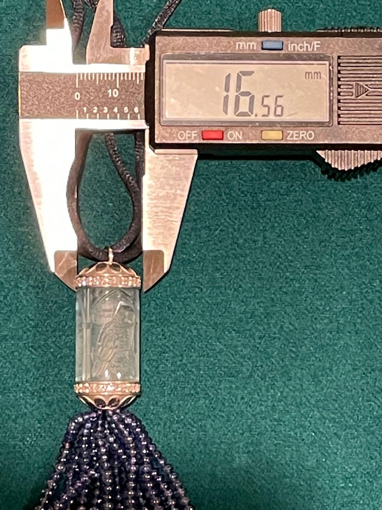 100 Carat Aquamarine Platinum and Diamond Pendant Tassle
