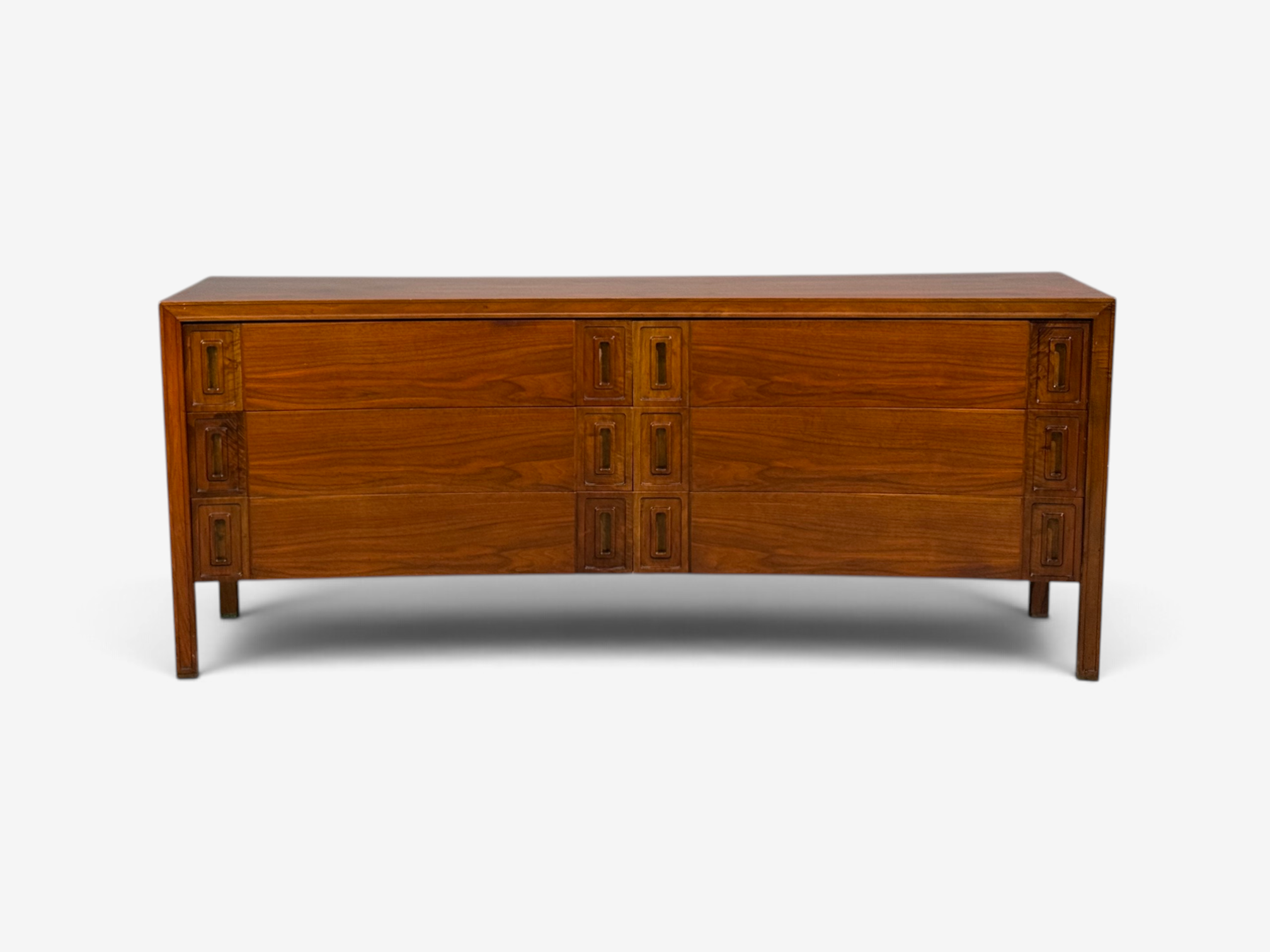 Edmond Spence, Concave Dresser, Stained Wood, Brass, Sweden, 1950s