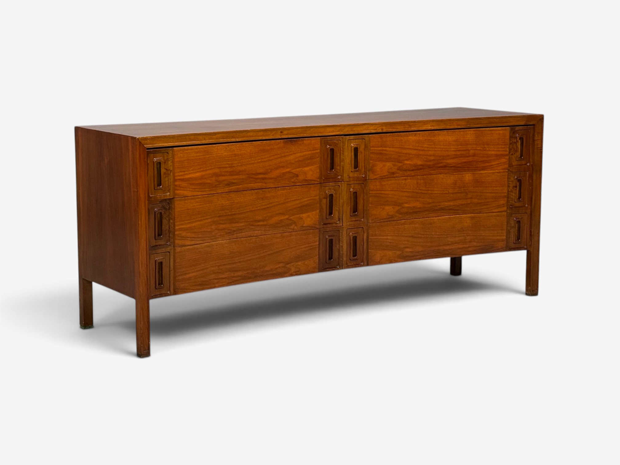 Edmond Spence, Concave Dresser, Stained Wood, Brass, Sweden, 1950s