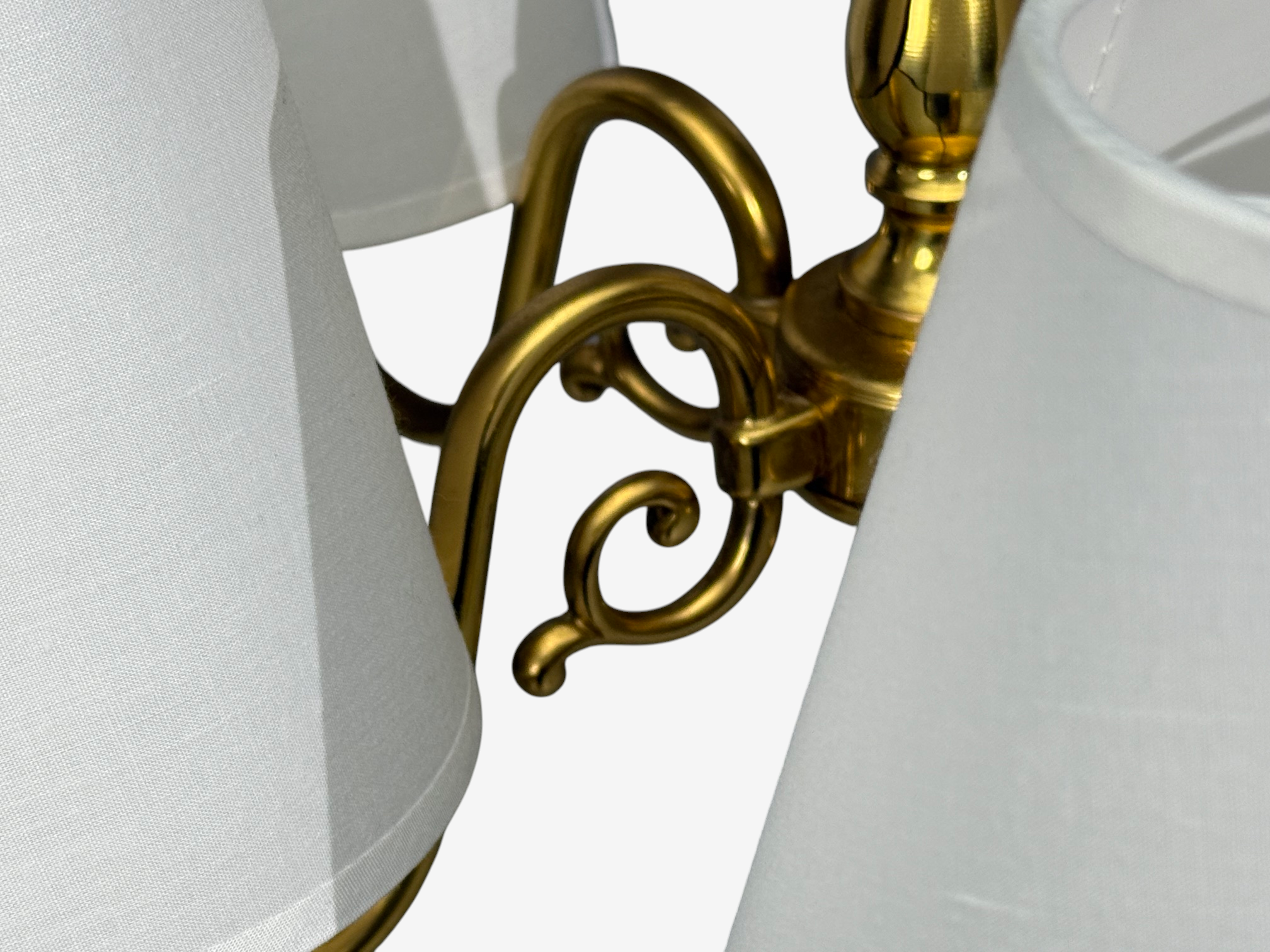 Swedish Modern, Pendant Light, Brass, Fabric, Sweden, 1950s