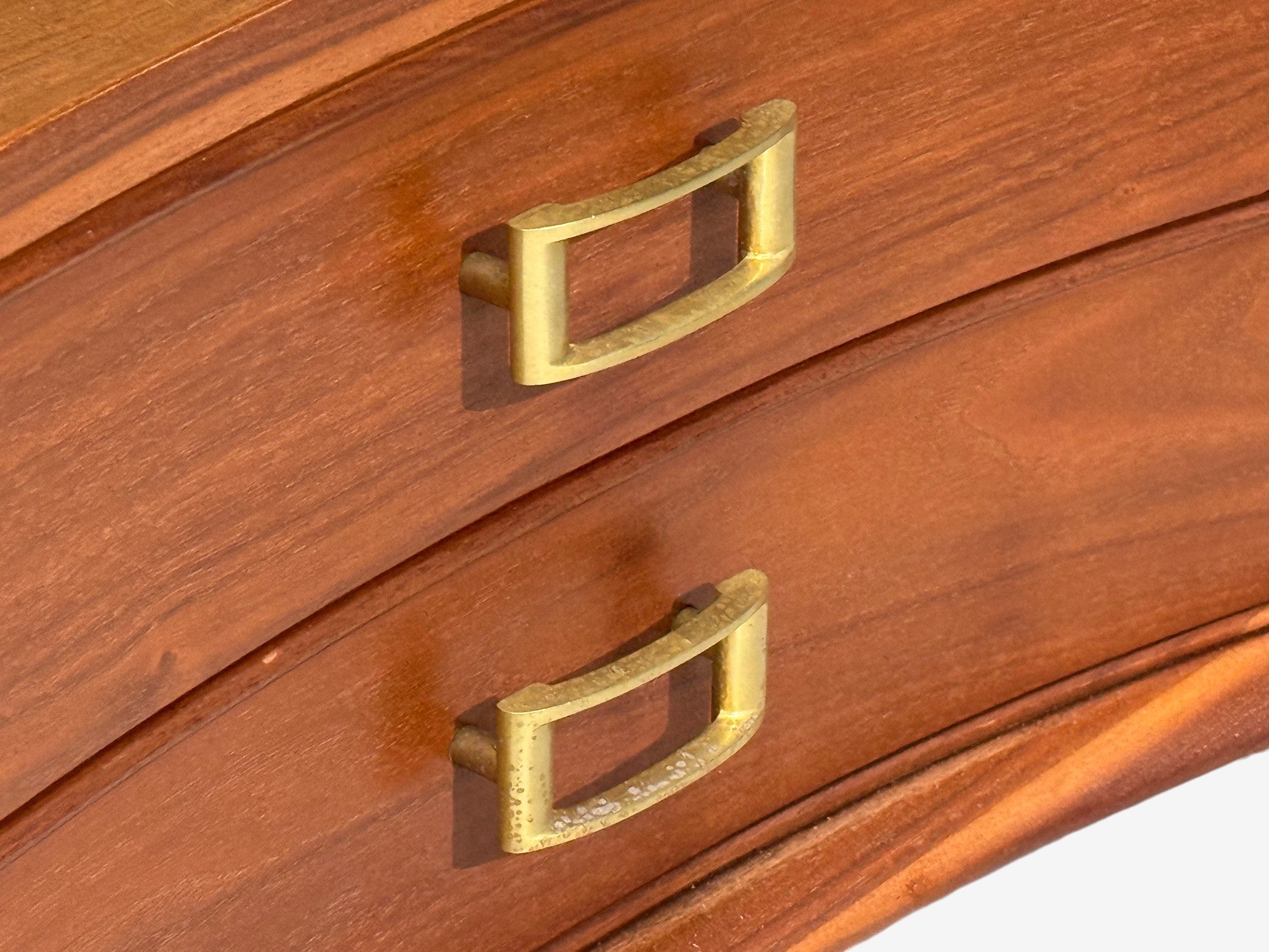 Paul Frankl, John Stuart, Concave Nightstands, Walnut, Brass, USA, 1950s