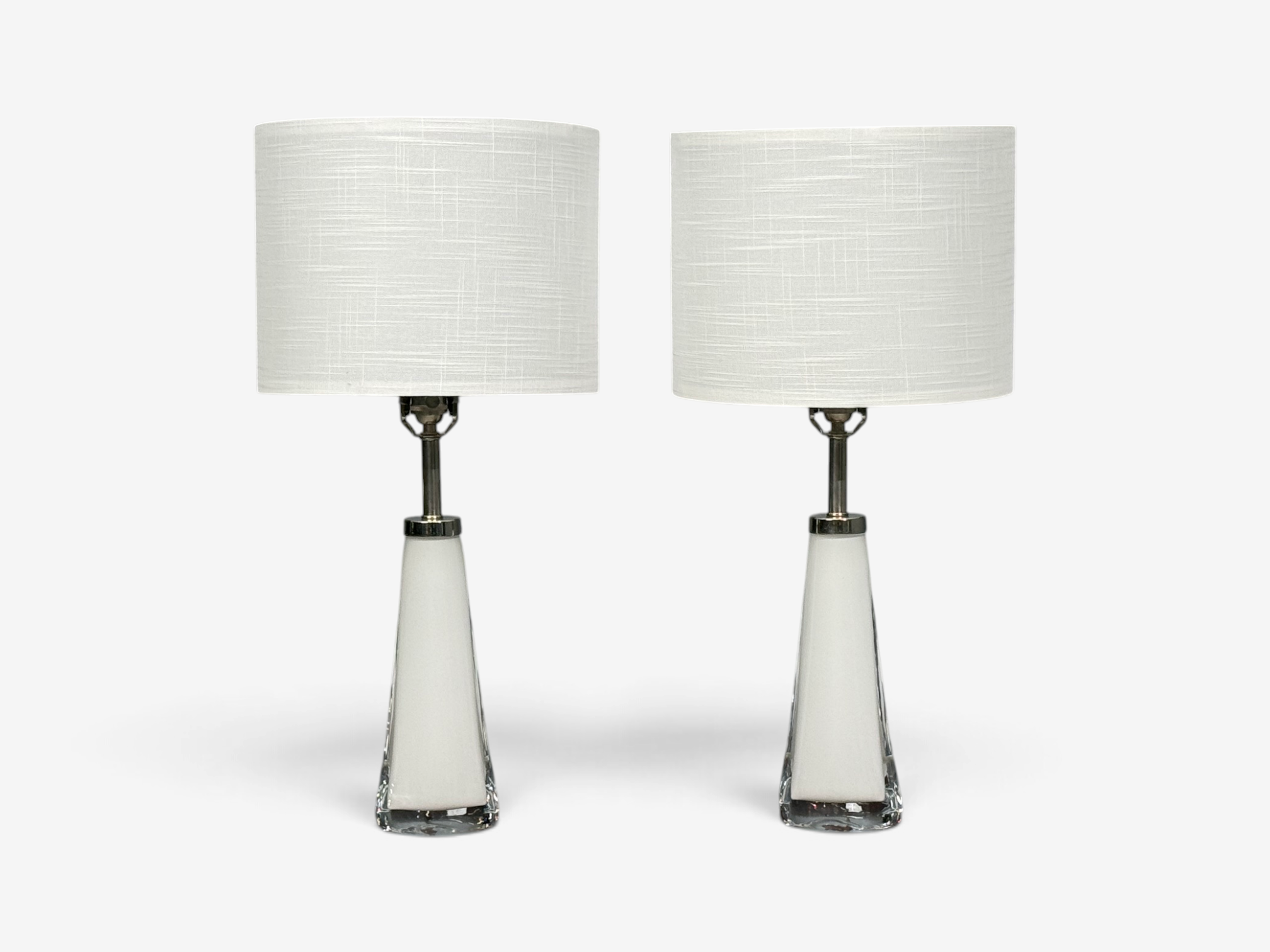 Carl Fagerlund, Swedish Modern, Table Lamps, White Glass, Sweden, 1960s