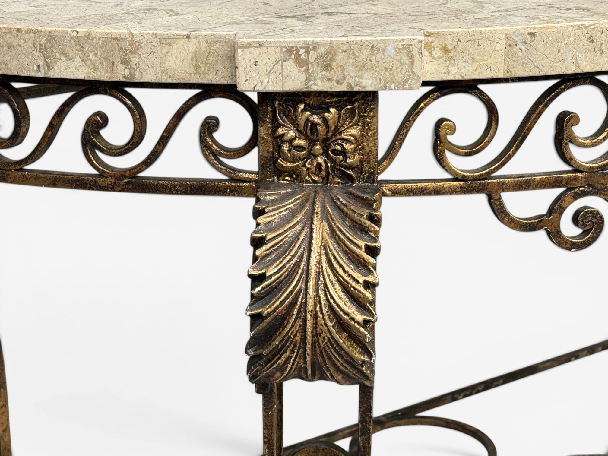 Maitland Smith, Console Table, Gilt Metal, Tesselated Marble, Philippines, 1980s
