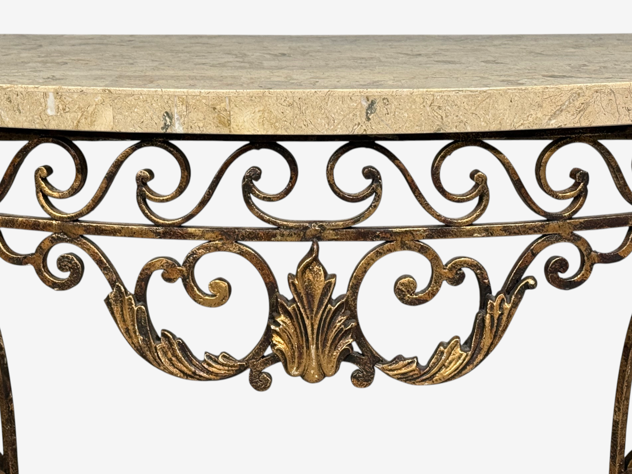 Maitland Smith, Console Table, Gilt Metal, Tesselated Marble, Philippines, 1980s