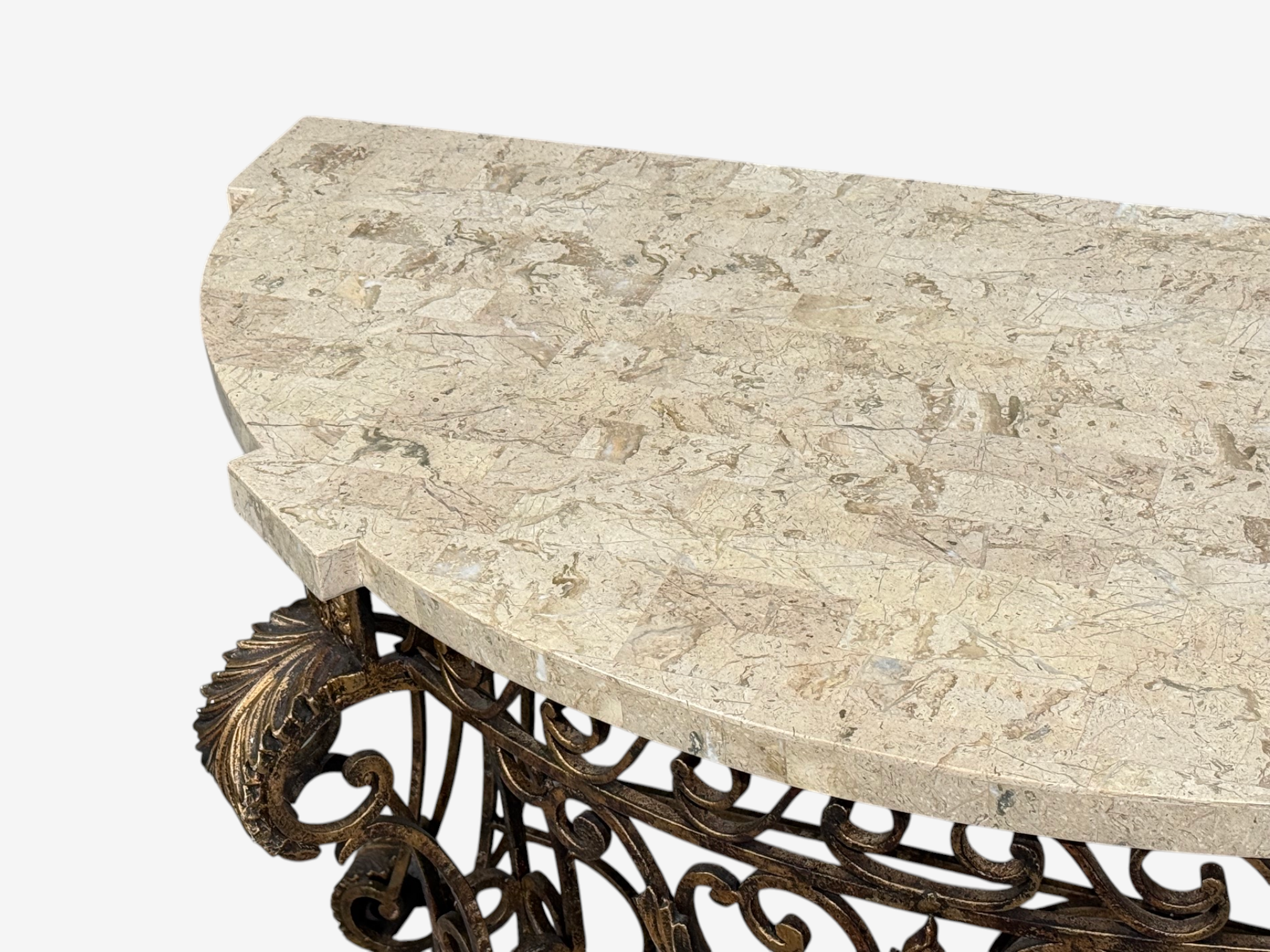 Maitland Smith, Console Table, Gilt Metal, Tesselated Marble, Philippines, 1980s