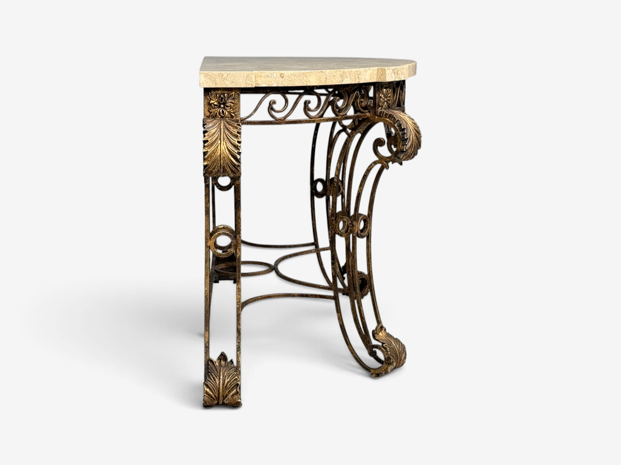 Maitland Smith, Console Table, Gilt Metal, Tesselated Marble, Philippines, 1980s