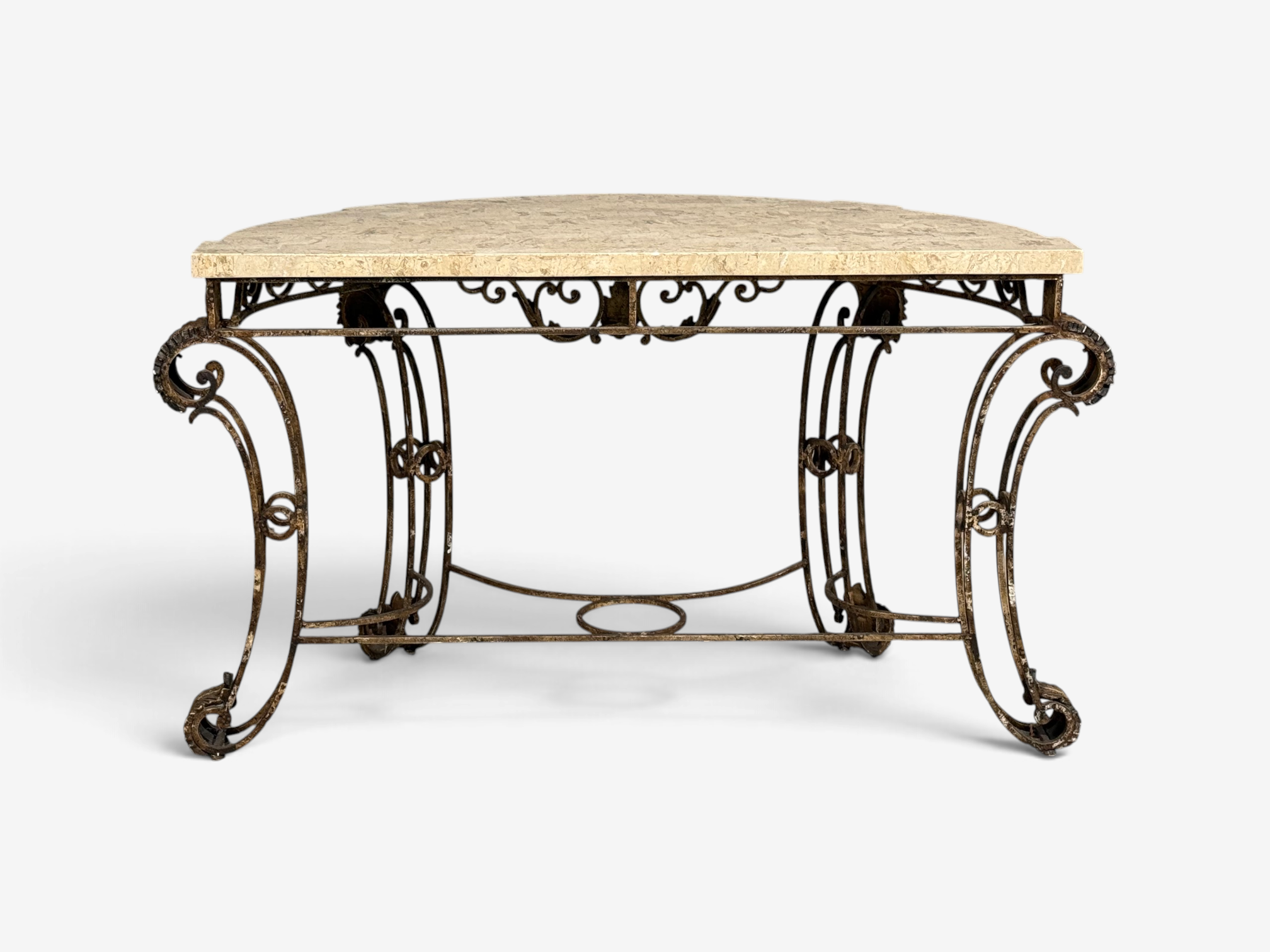 Maitland Smith, Console Table, Gilt Metal, Tesselated Marble, Philippines, 1980s