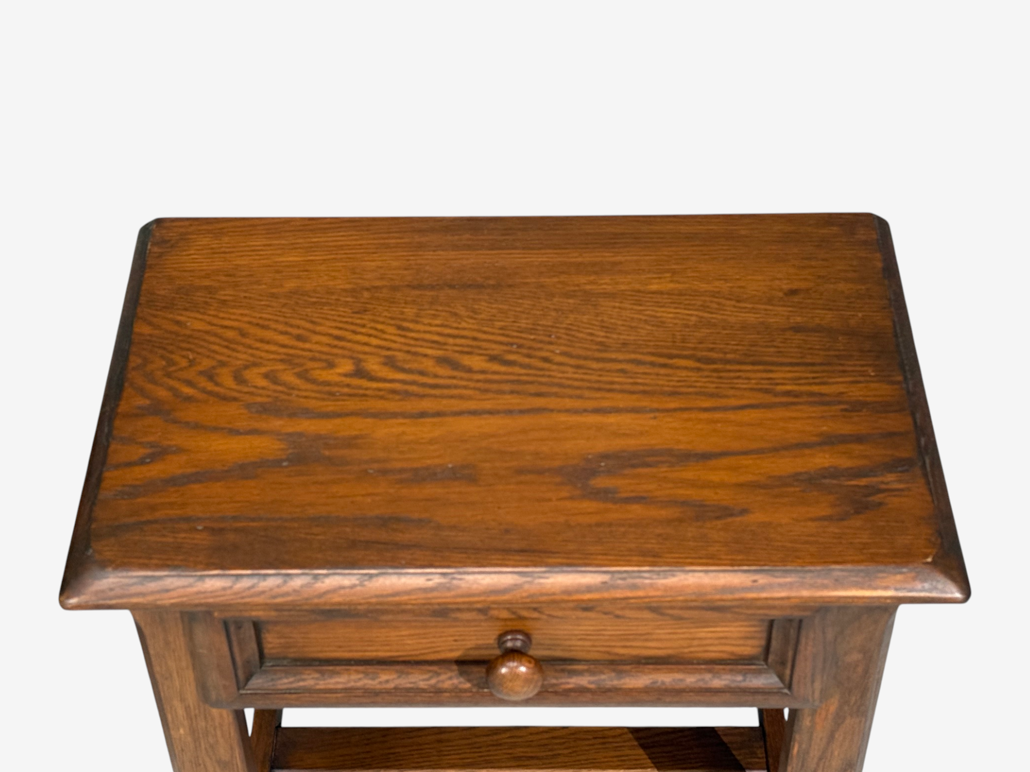 French Modern, Brutalist Nightstands, Oak, France, 1960s