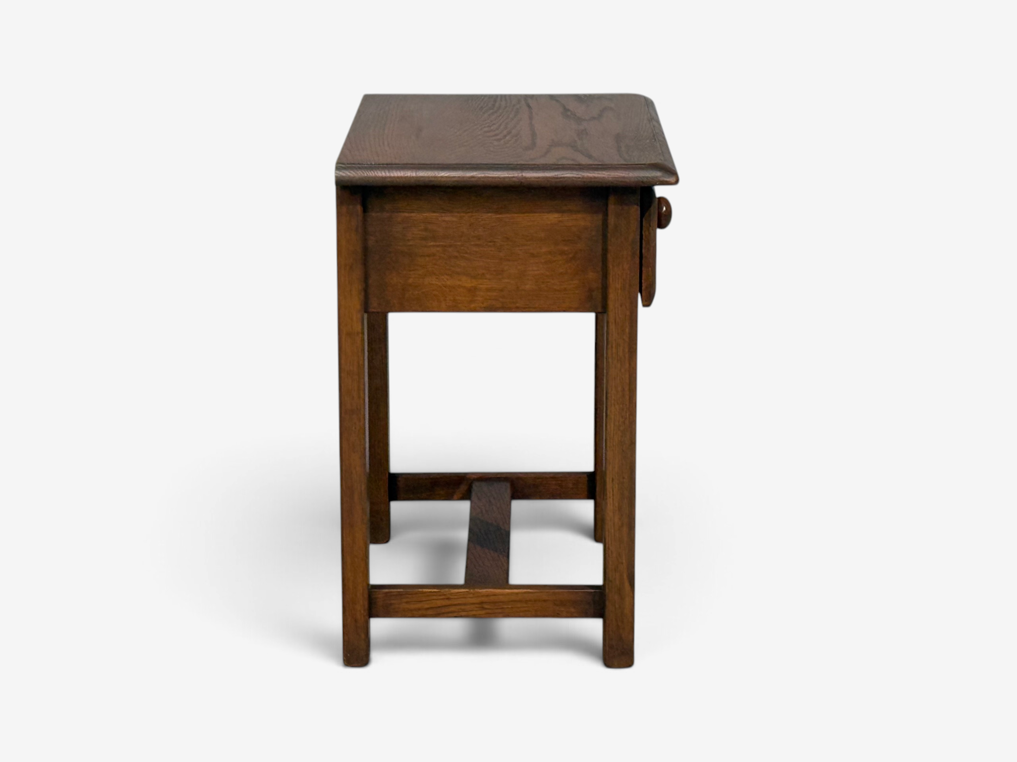French Modern, Brutalist Nightstands, Oak, France, 1960s