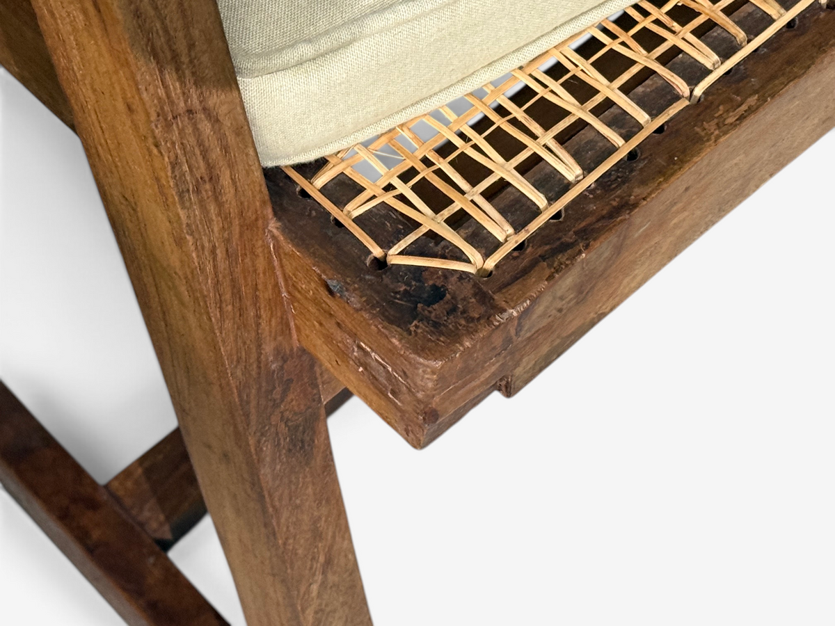 Pierre Jeanneret, Six Dining Chairs, Teak, Cane, Chandigarh, India, 1960s