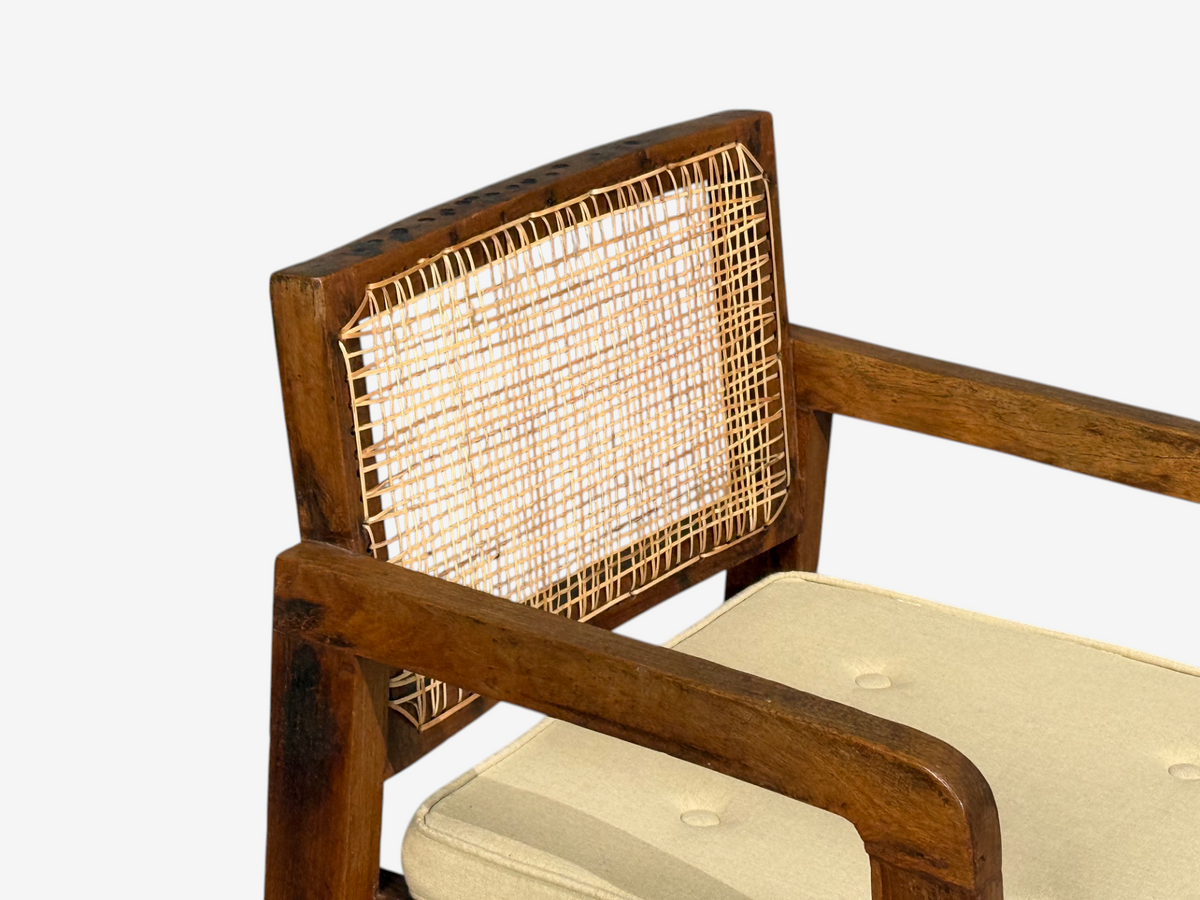 Pierre Jeanneret, Six Dining Chairs, Teak, Cane, Chandigarh, India, 1960s