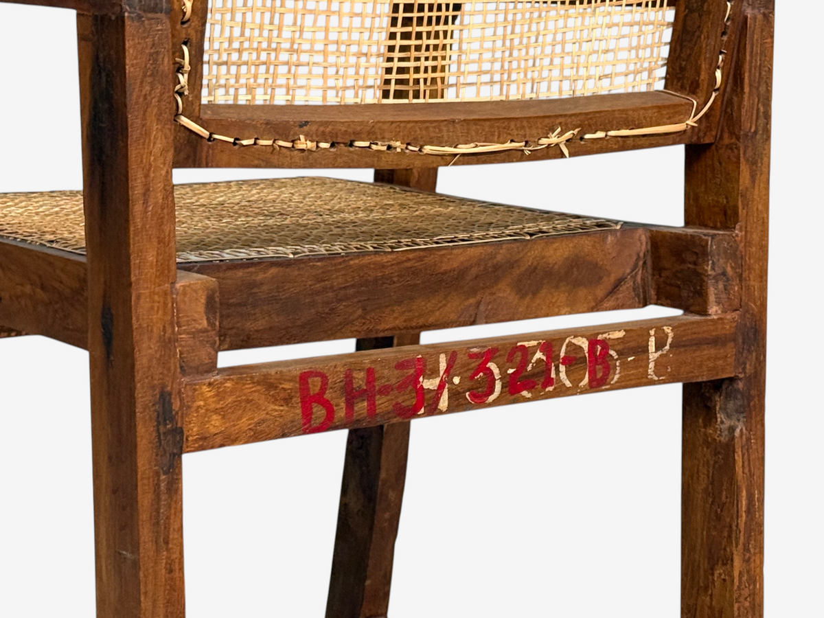 Pierre Jeanneret, Six Dining Chairs, Teak, Cane, Chandigarh, India, 1960s