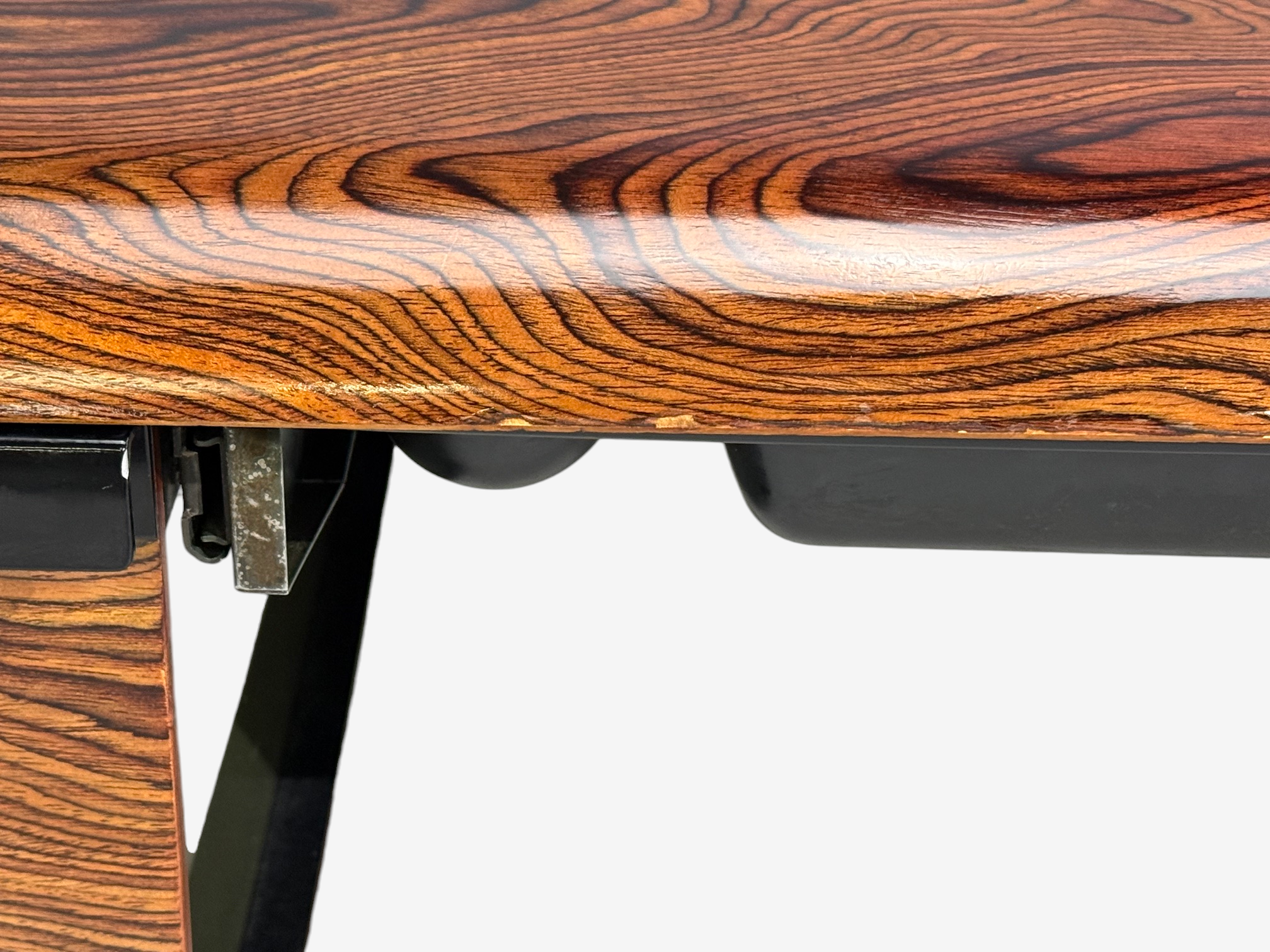 Peter Protzman, Unique Writing Desk, Zebrawood, Chrome, USA, 1970s