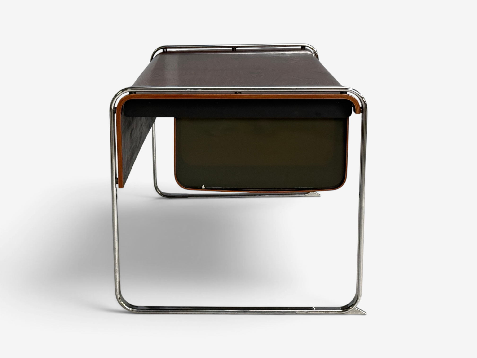 Peter Protzman, Unique Writing Desk, Zebrawood, Chrome, USA, 1970s