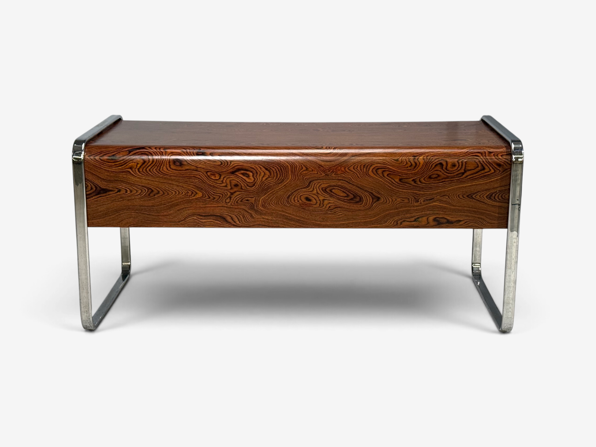 Peter Protzman, Unique Writing Desk, Zebrawood, Chrome, USA, 1970s