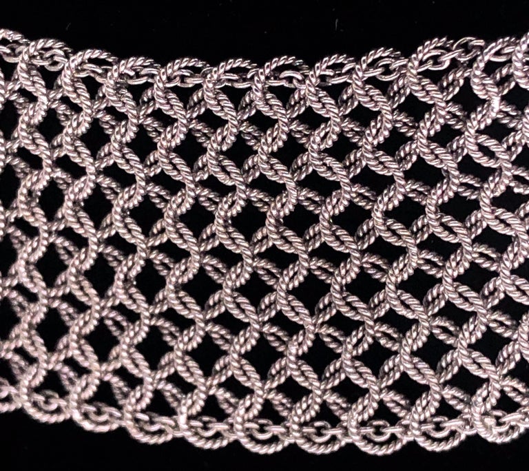 Estate Art Deco Style 18 Karat White Gold and Diamond Mesh Necklace