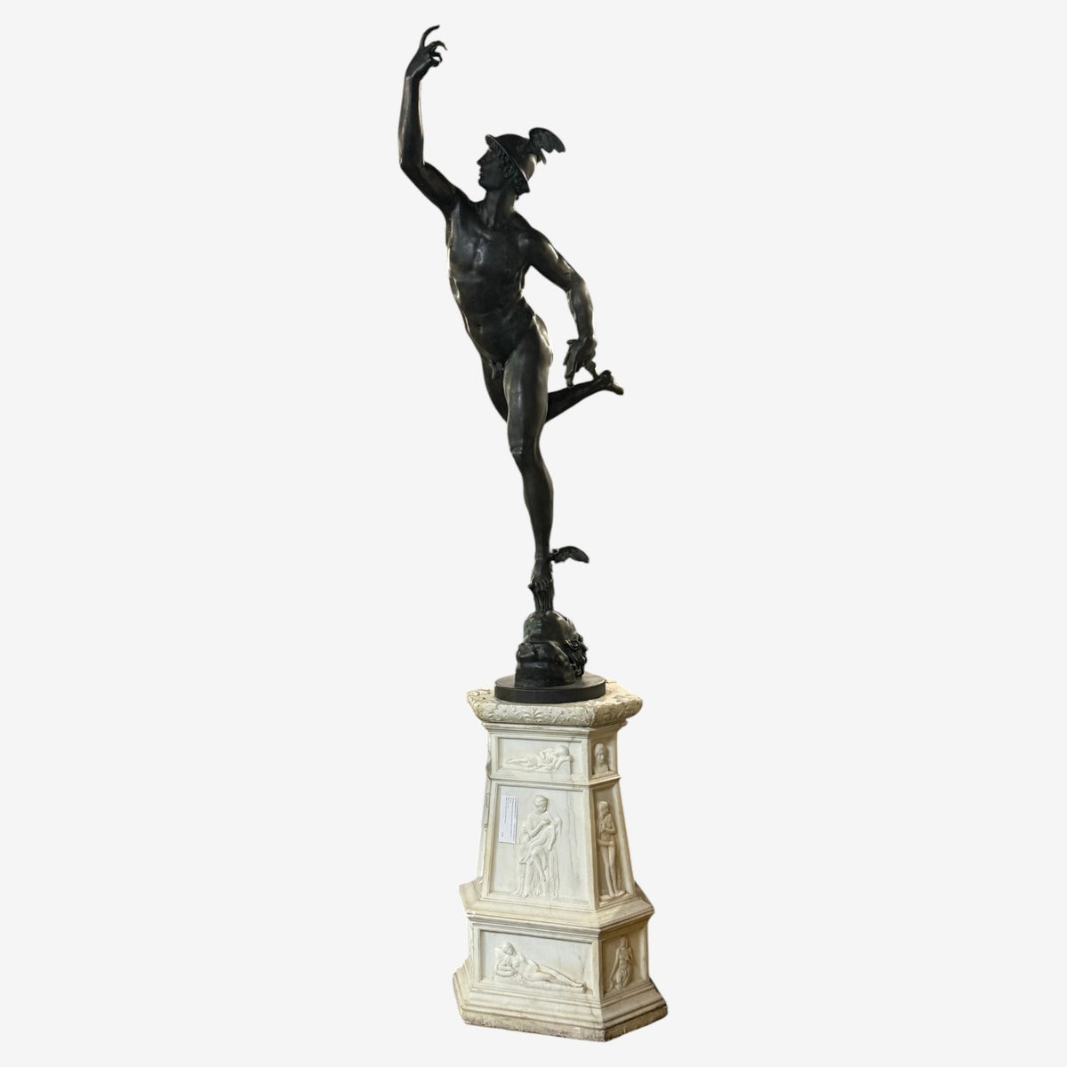 French Artist, Life-Size Statue of Hermes, Bronze, France, 18th Century