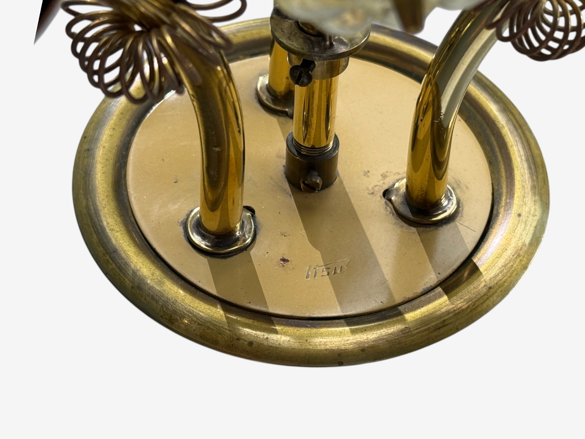 Itsu, Finnish Modern, Snowflake Chandelier, Brass, Glass, Finland, 1950s