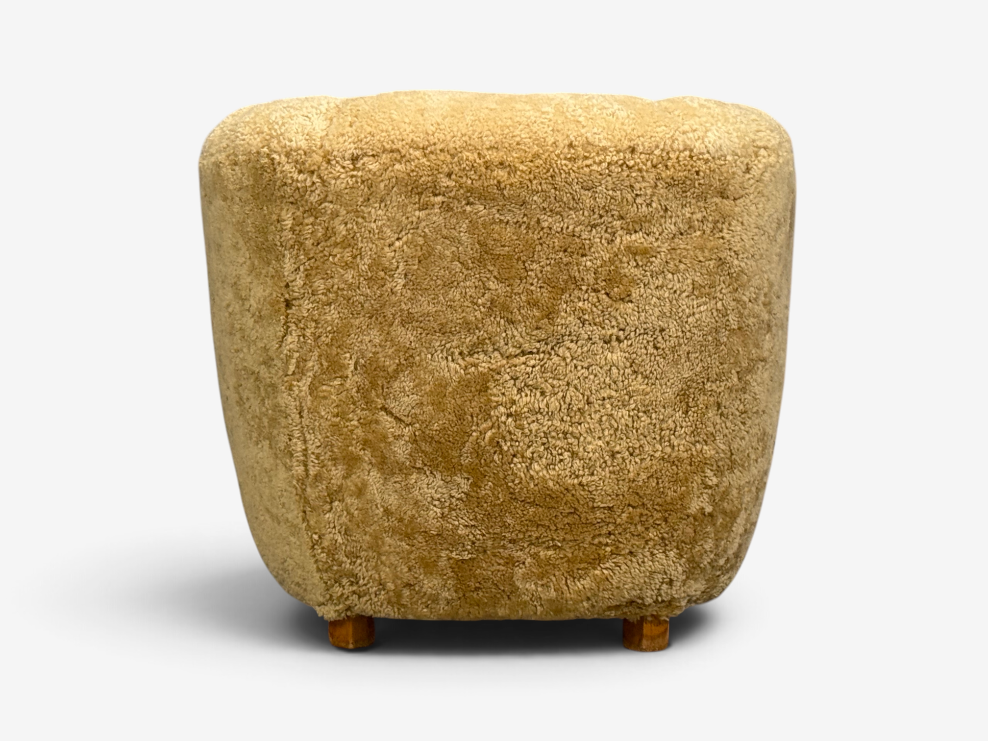 Danish Modern, Banana Style Tub Chair, Beech, Honey Sheepskin, Denmark, 1930s