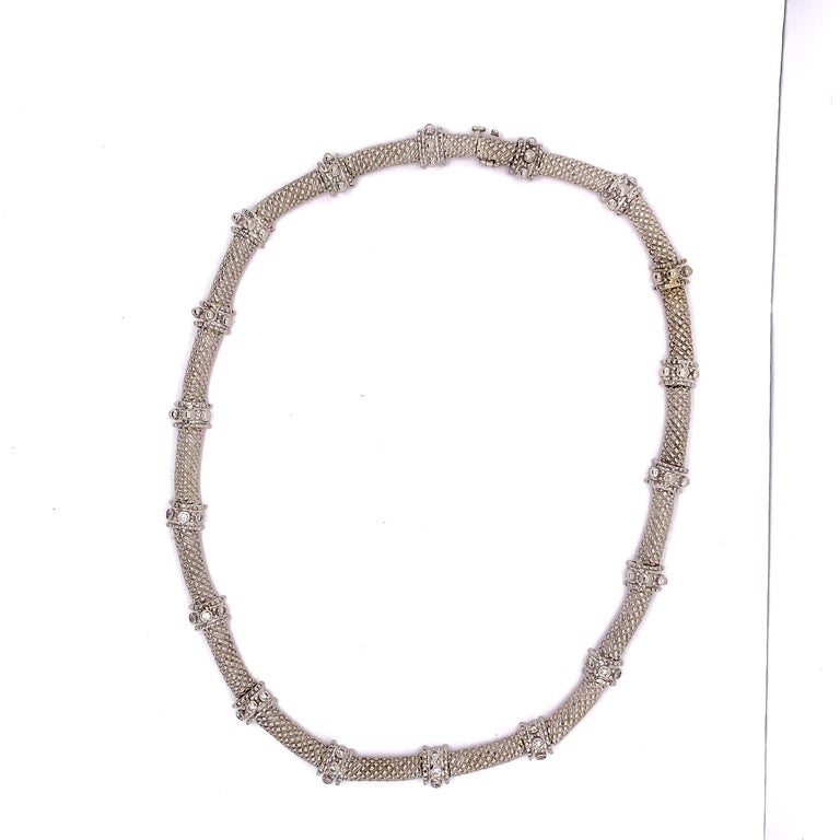 14 Karat Gold and Diamond Fancy Link Necklace 1 Carat Total Weighing 44.58 Grams