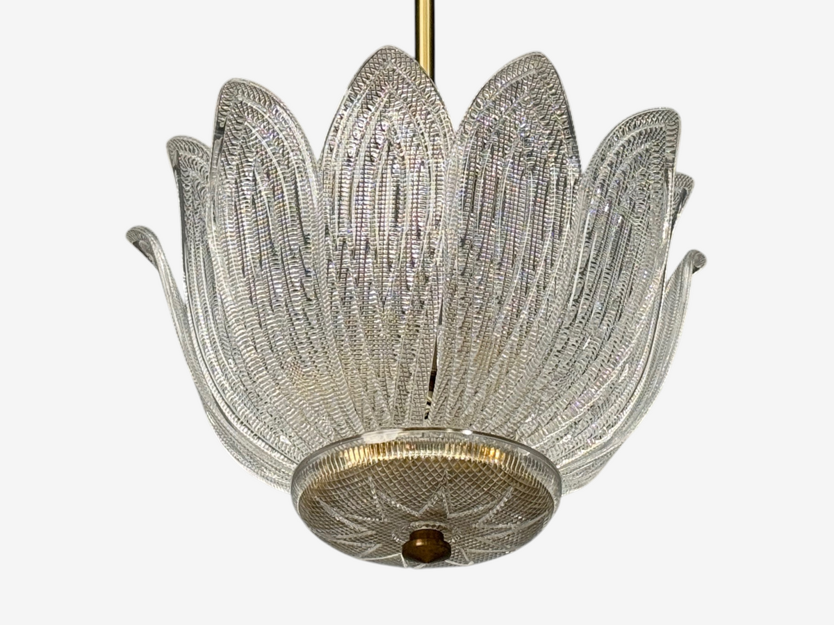 Carl Fagerlund, Tulip Chandelier, Molded Glass, Brass, Sweden, 1960s