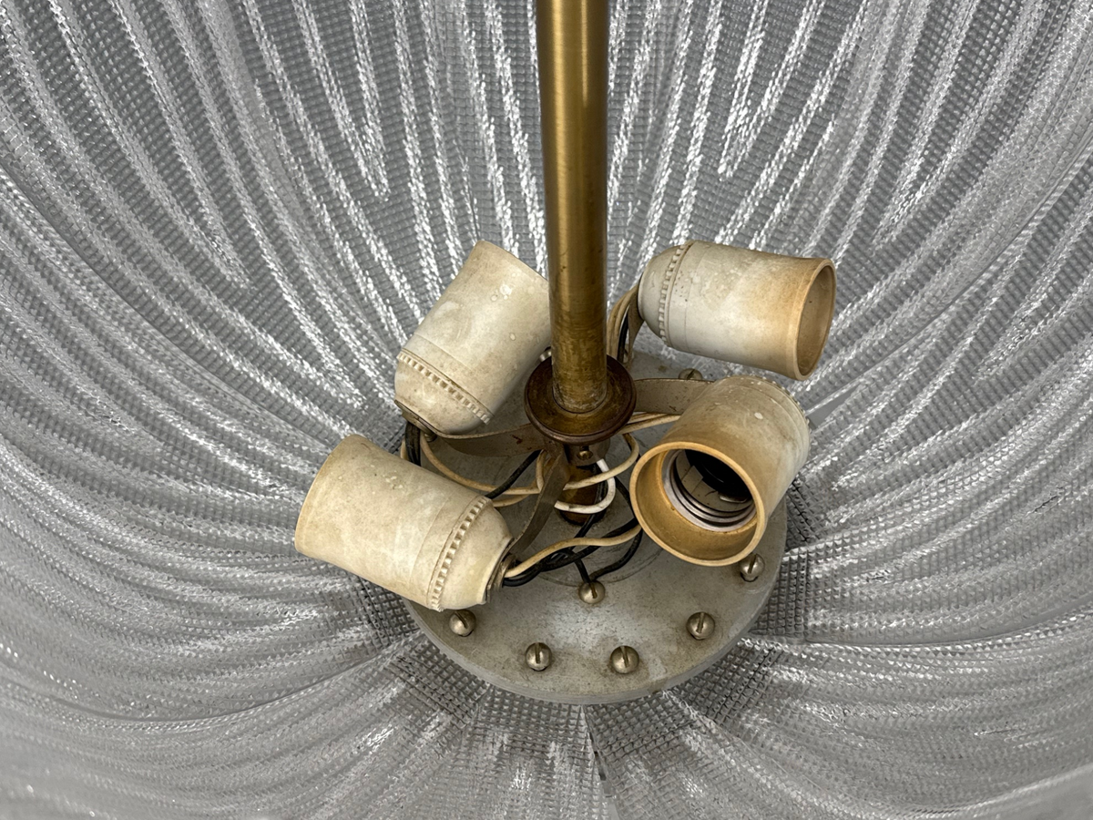 Carl Fagerlund, Tulip Chandelier, Molded Glass, Brass, Sweden, 1960s