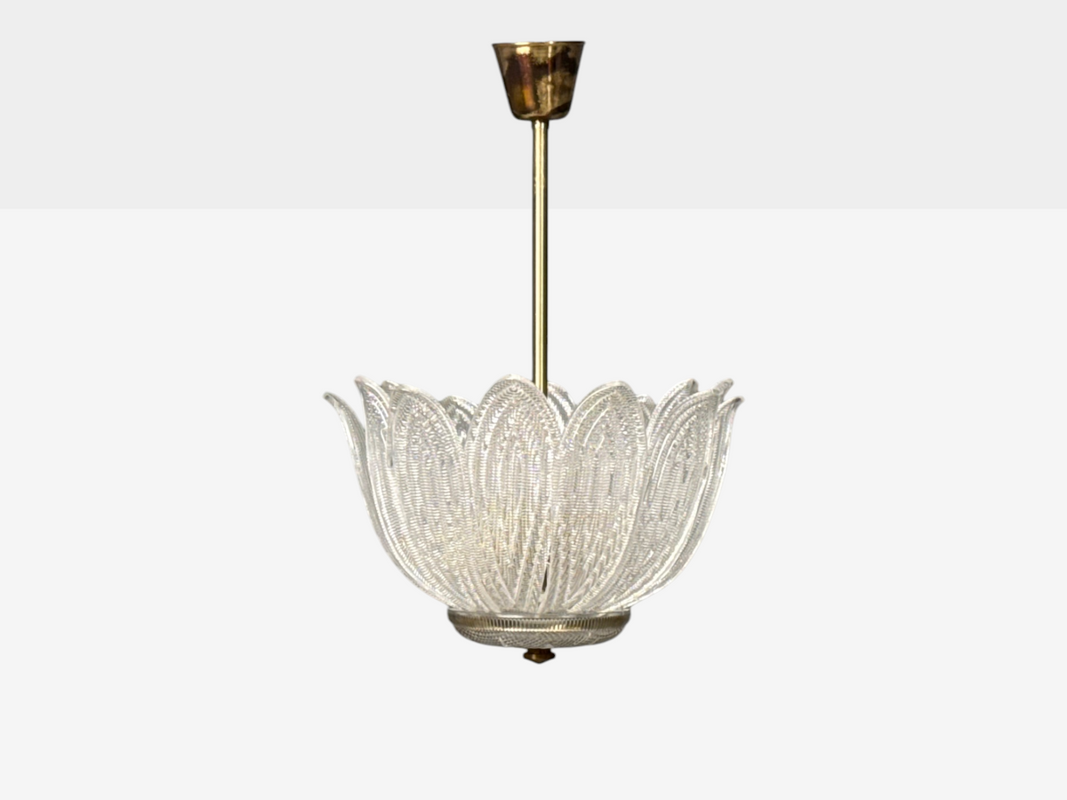 Carl Fagerlund, Tulip Chandelier, Molded Glass, Brass, Sweden, 1960s