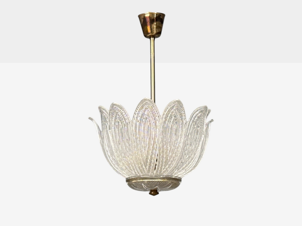 Carl Fagerlund, Tulip Chandelier, Molded Glass, Brass, Sweden, 1960s