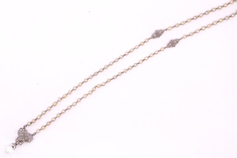 Briolette Diamond Tiffany & Co. Beaded Pearl Necklace With Diamonds