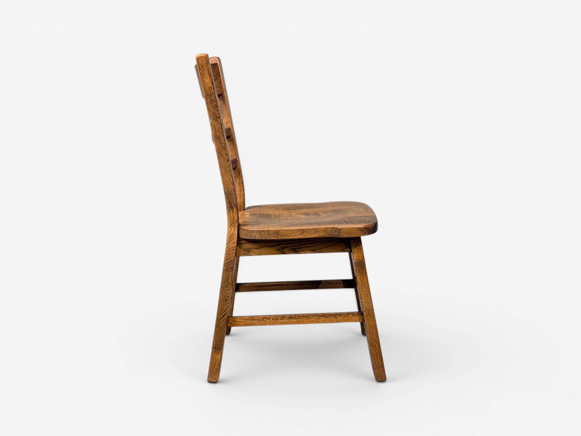 Belgian Modern, Six Brutalist Dining Chairs, Oak, Belgium, 1970s